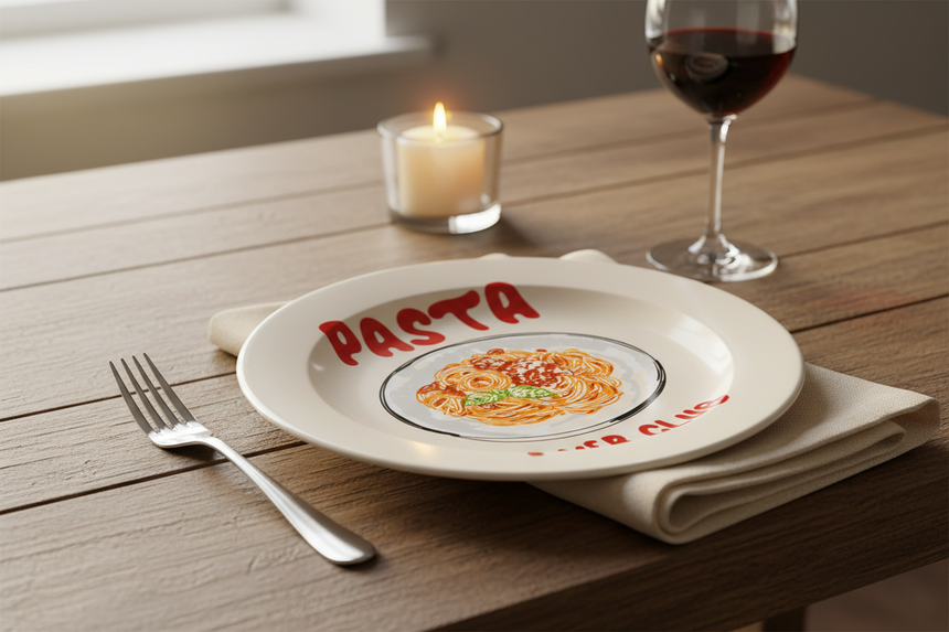 Spaghetti Pasta Club Ceramic Dinner Plate By Ezbie