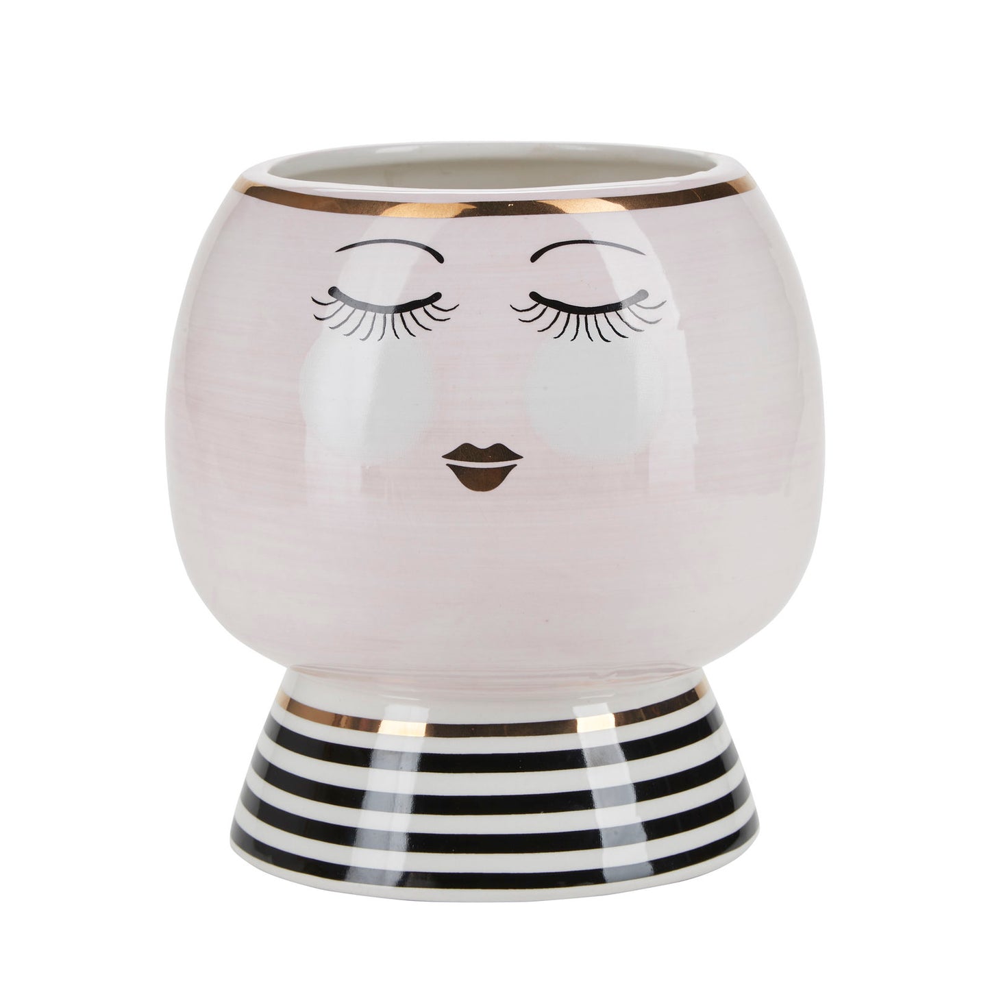 Miss Etoile Ceramic Flower Pot Monochrome Stripes