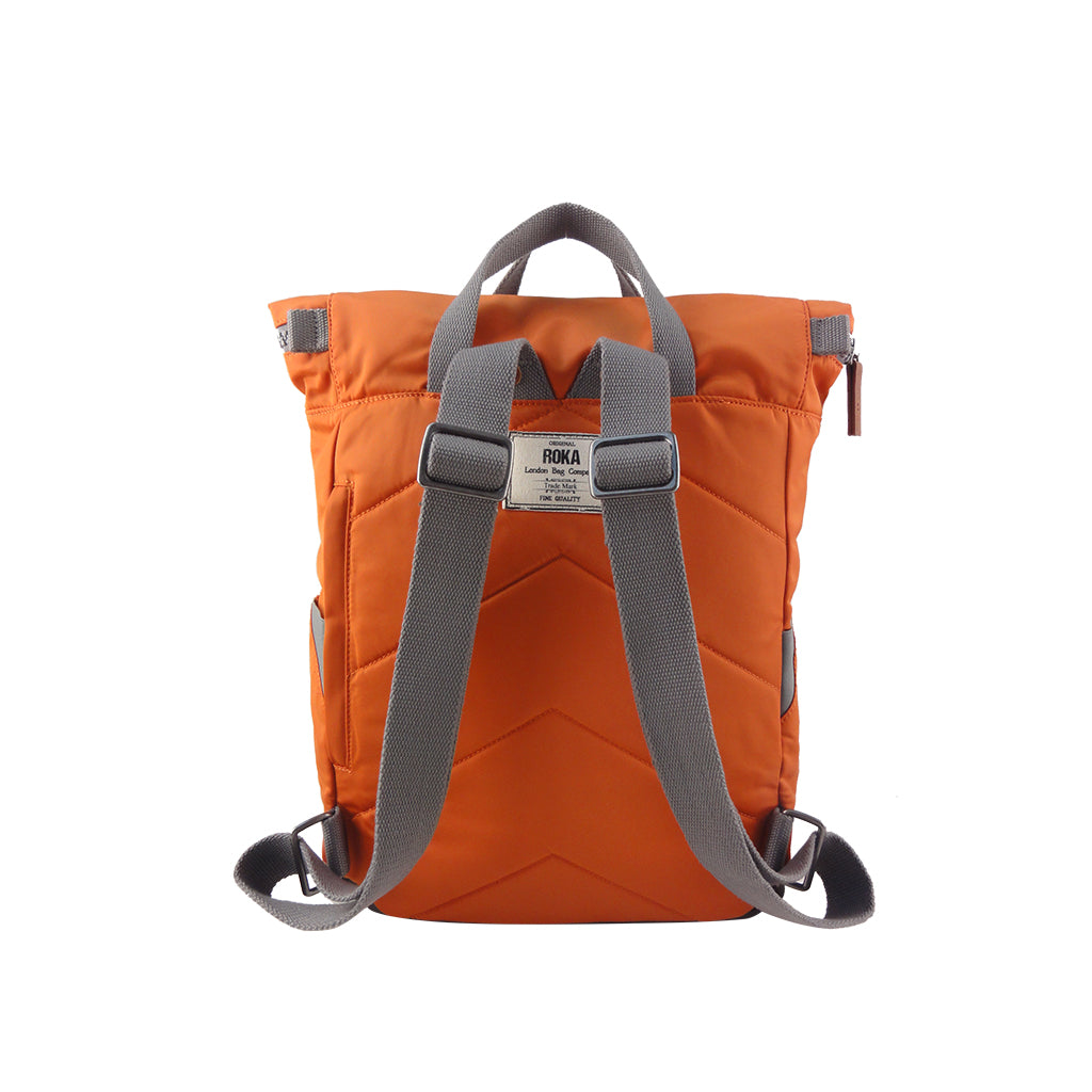Roka London Canfield B Medium Sustainable Nylon Rucksack, Burnt Orange