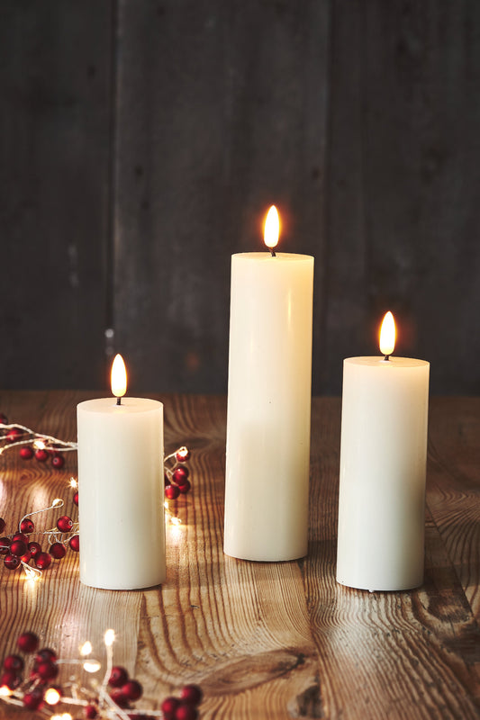 LED Pillar Candles  Warm White 5CM (Set Of 3)