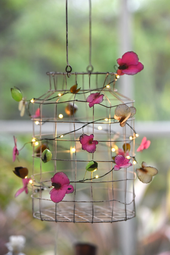 Handmade Metal LED Fairy Lights, Orchid (Battery Operated)