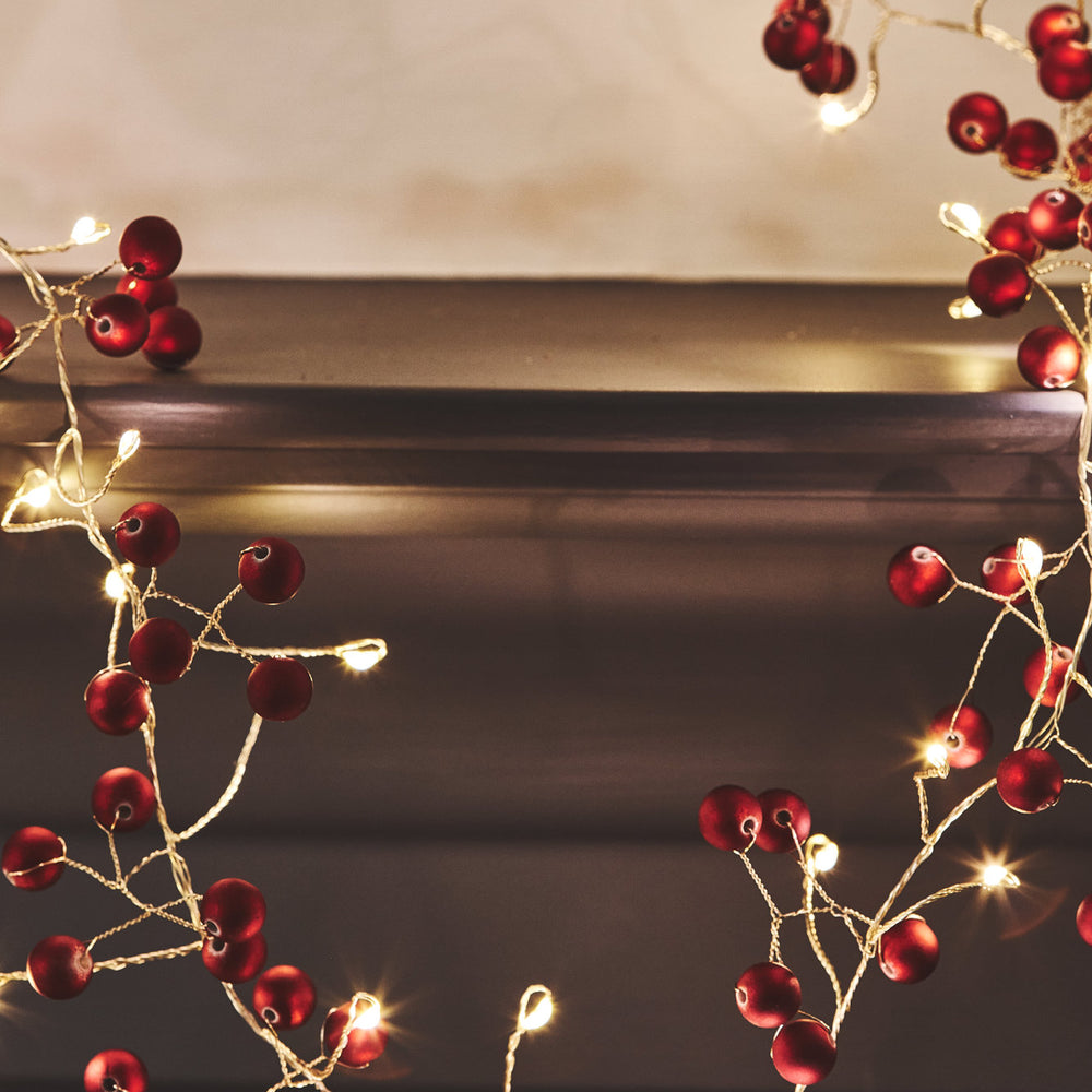 Red Berry LED Fairy Lights (Mains Powered)