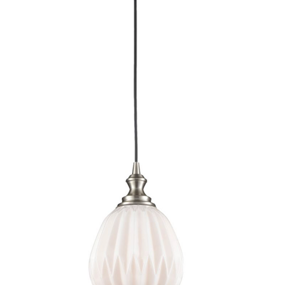 Refract Round Glass Pendant, White
