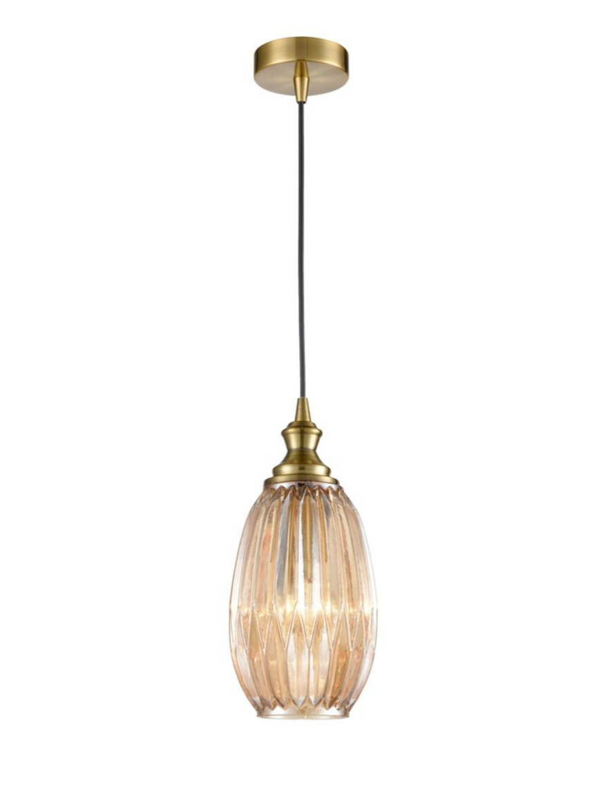 Refract Oval Glass  Pendant, Champagne