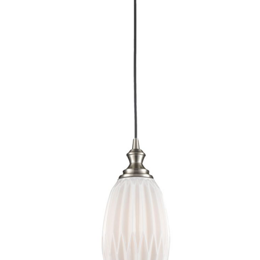Refract Oval Glass Pendant, White
