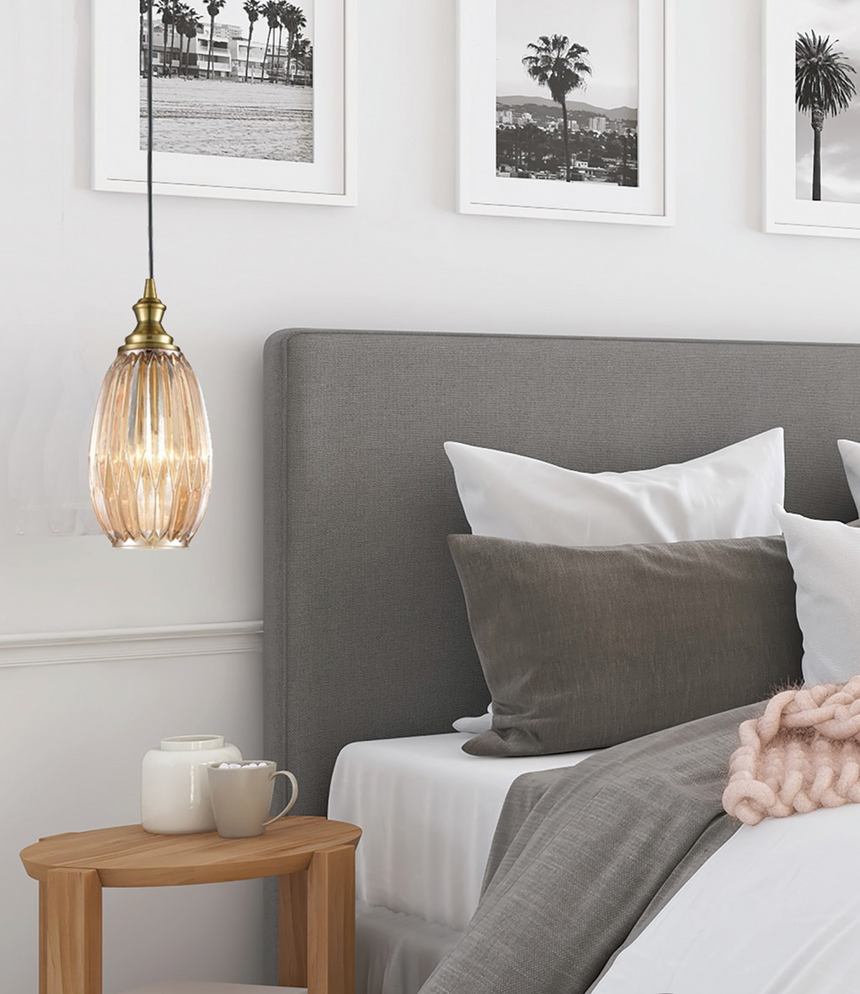 Refract Oval Glass  Pendant, Champagne