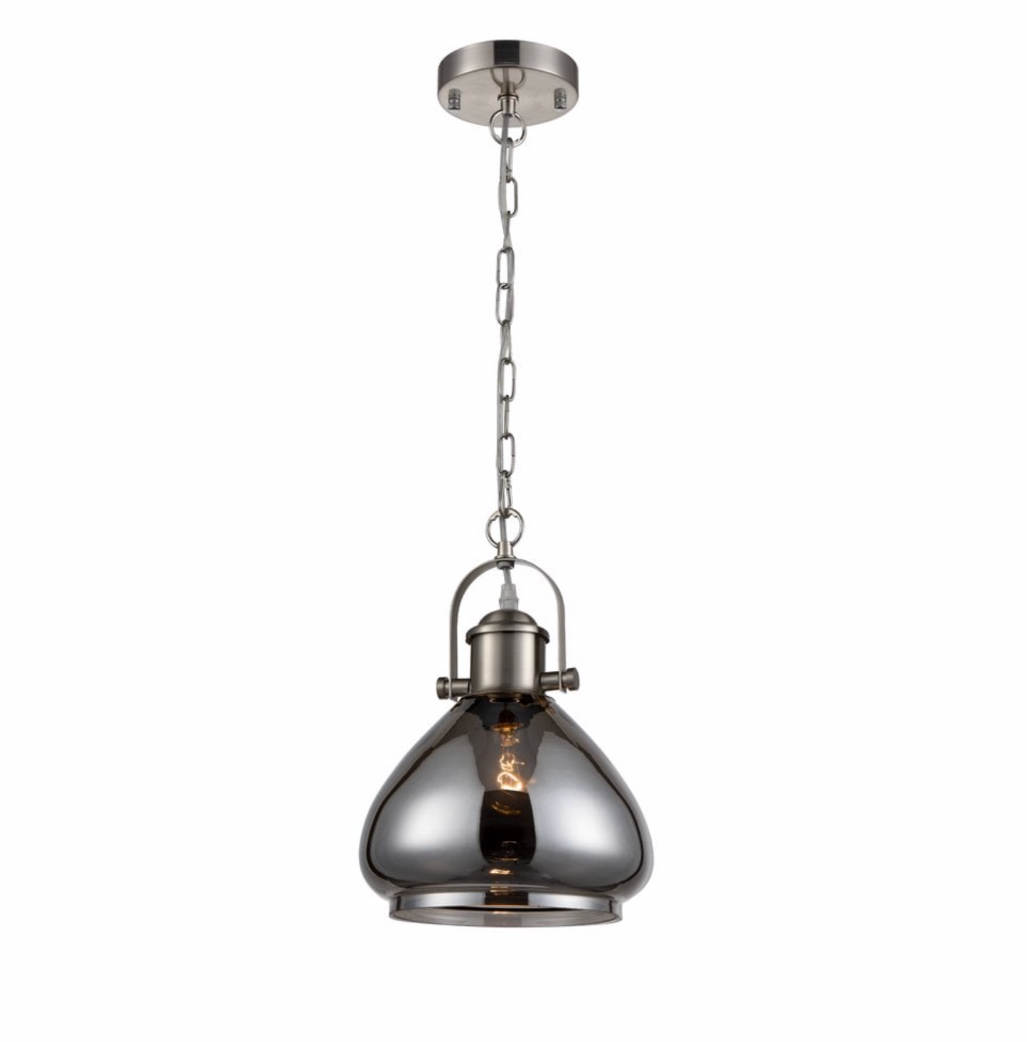 Visto Smoked Glass Pendant Satin Nickel Finish