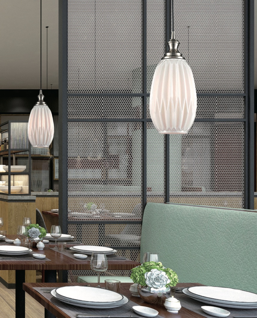 Refract Oval Glass  Pendant, Champagne