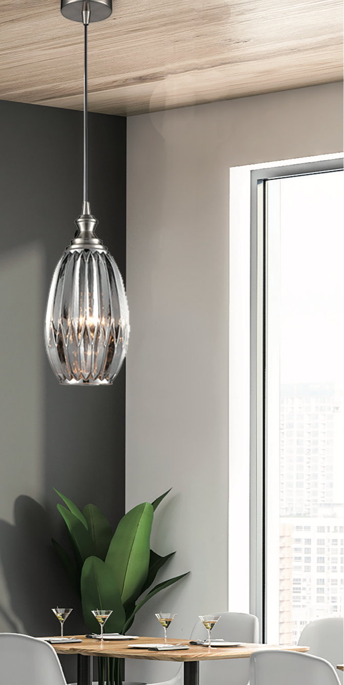 Refract Oval Glass  Pendant, Champagne