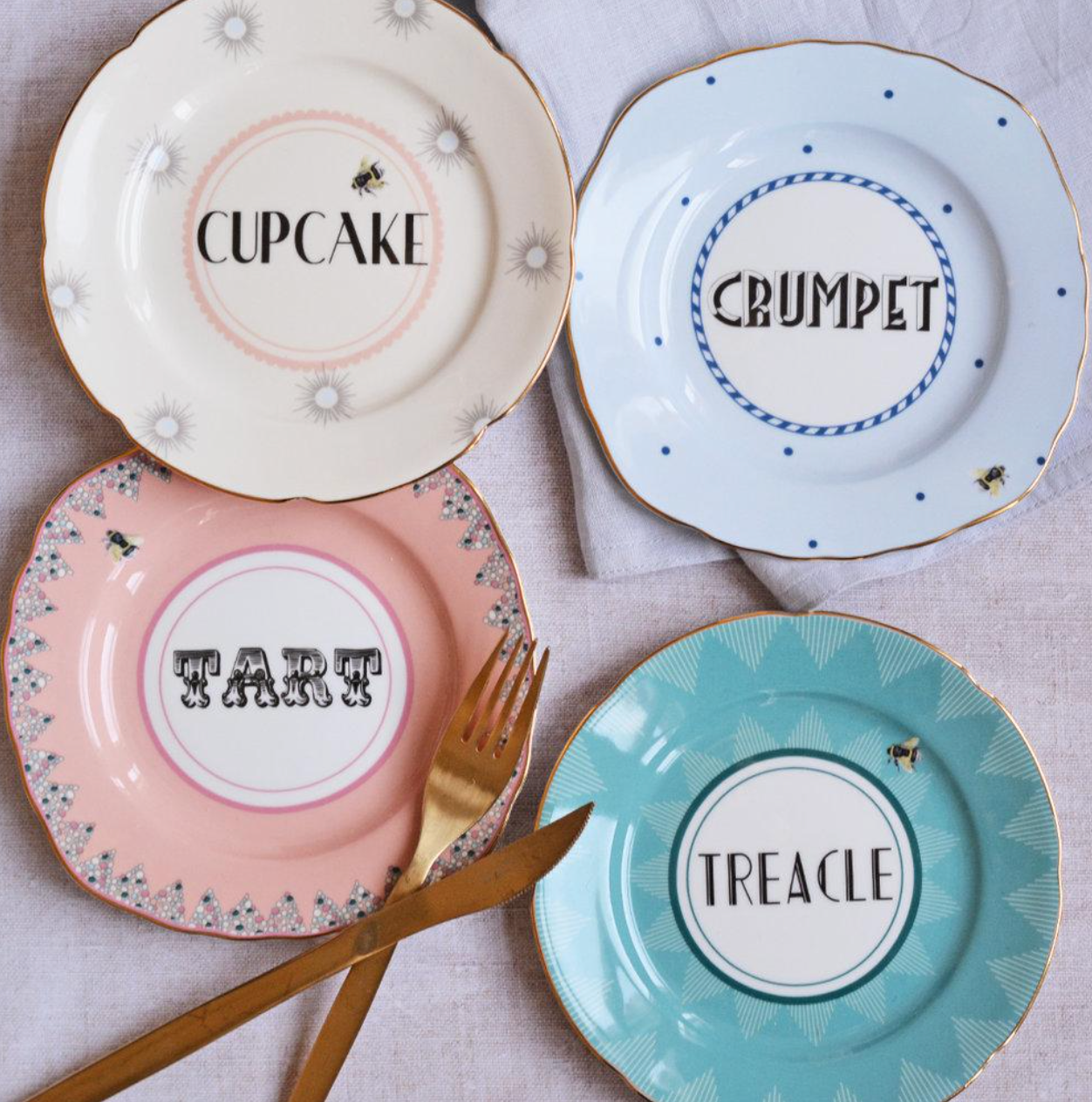Yvonne Ellen Cheeky Tea Plates,Set Of 4