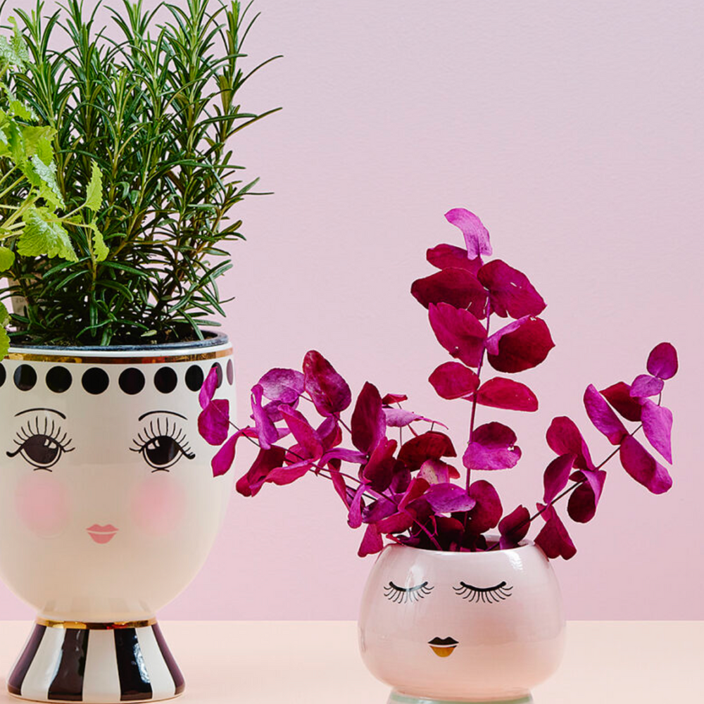 Miss Etoile Ceramic Flower Pot Closed Eyes