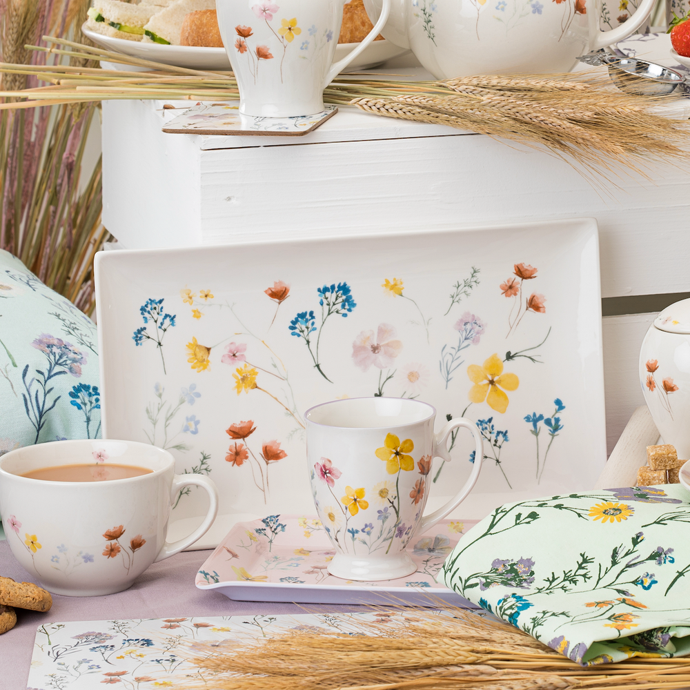 Pressed Flowers Porcelain Sugar Bowl