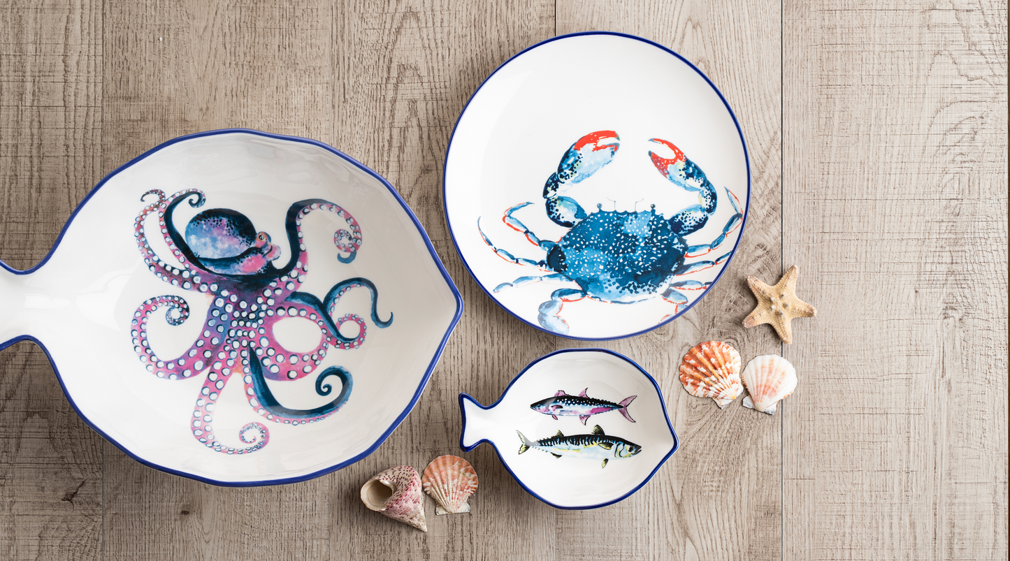 Dish Of The Day Porcelain Serving Bowl, Octopus ( Large )