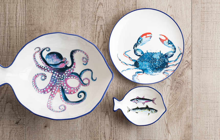 Dish Of The Day Porcelain Serving Bowl, Octopus (Large)