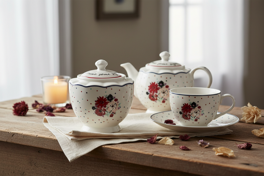 Ashley Thomas Porcelain Vintage Sugar Bowl