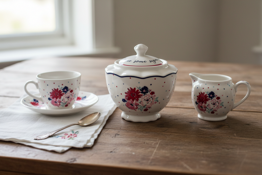 Ashley Thomas Porcelain Vintage Sugar Bowl