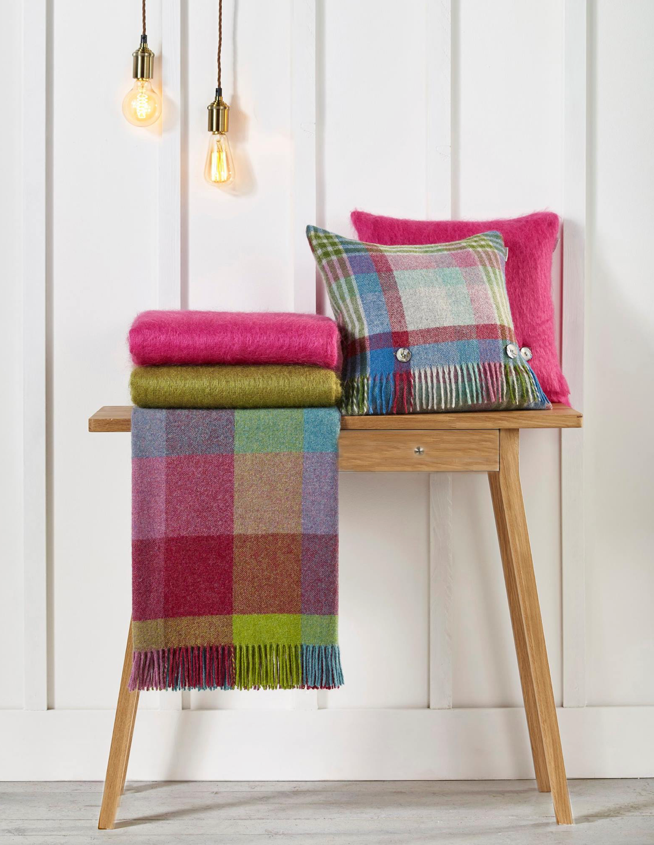 Bronte By Moon Harlequin Shetland Wool Throw Blanket, Tutti Frutti