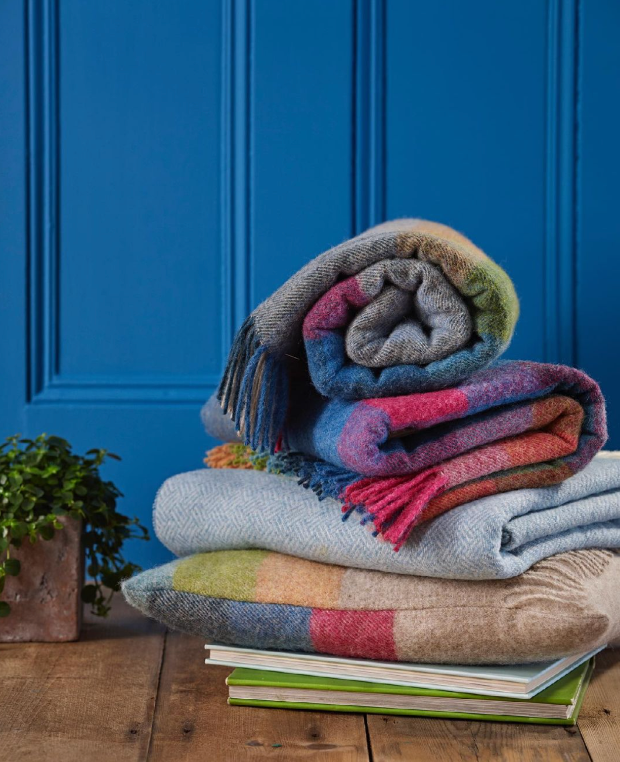 Bronte By Moon Harlequin Shetland Wool Throw Blanket, Tutti Frutti