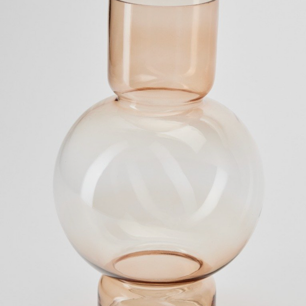 Bahne Interior Mouth-Blown Stained Glass bubble Vase, Rose