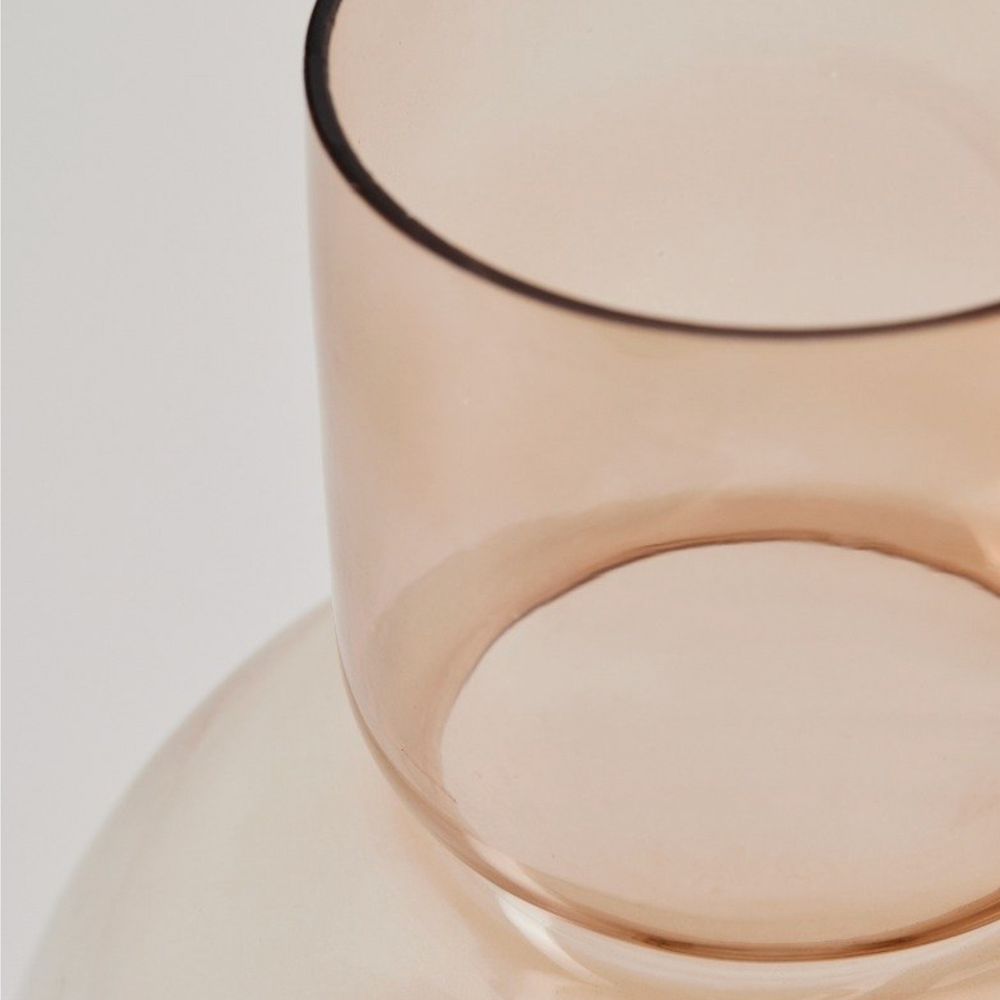 Bahne Interior Mouth-Blown Stained Glass bubble Vase, Rose