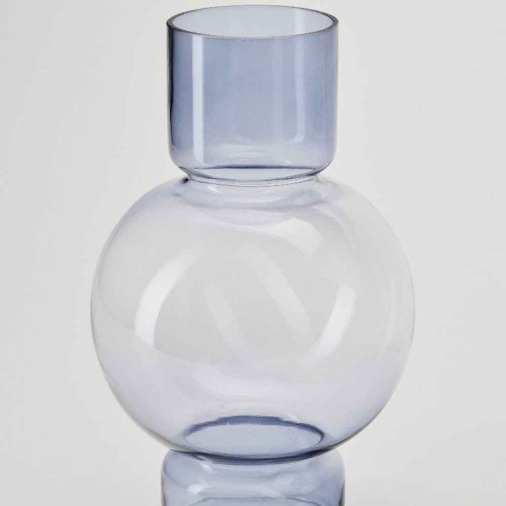 Bahne Interior Mouth-blown Stained Glass  Bubble Vase, Soft Blue