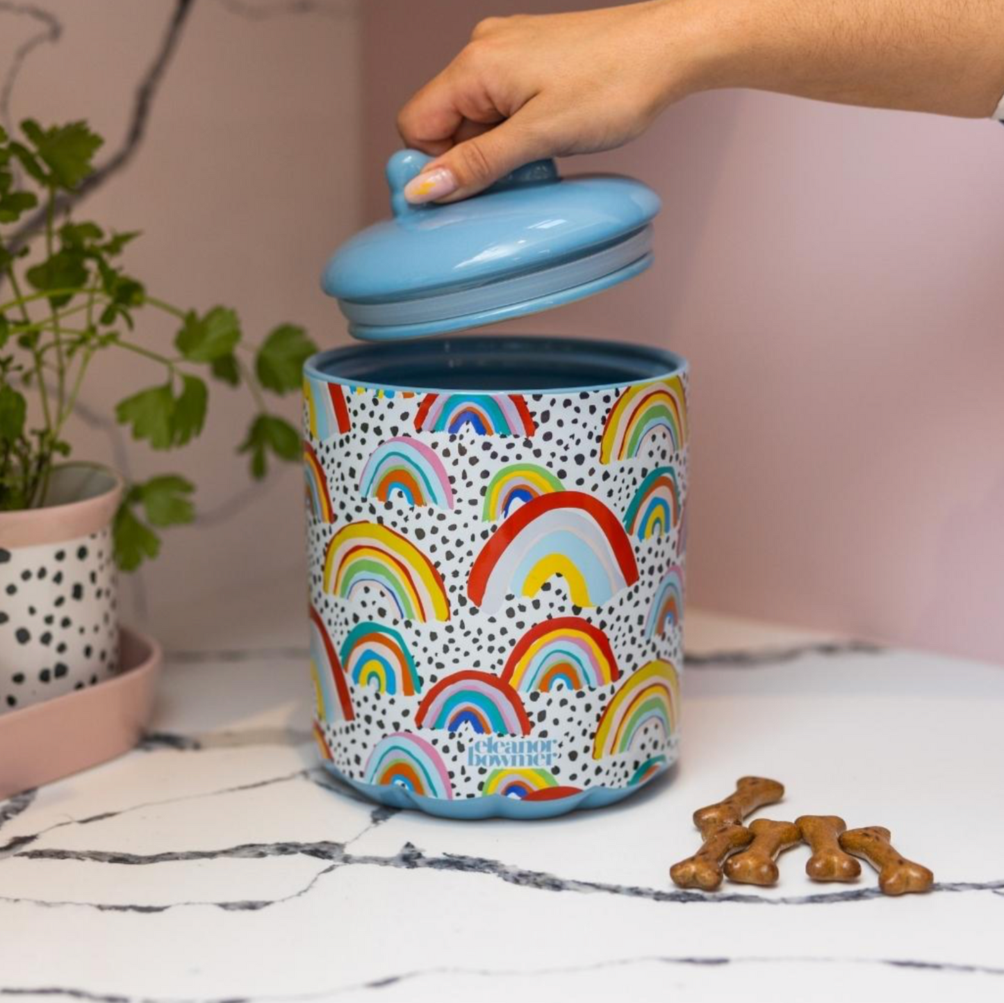 Eleanor Bowmer Ceramic Pet Food Storage Jar, Rainbow
