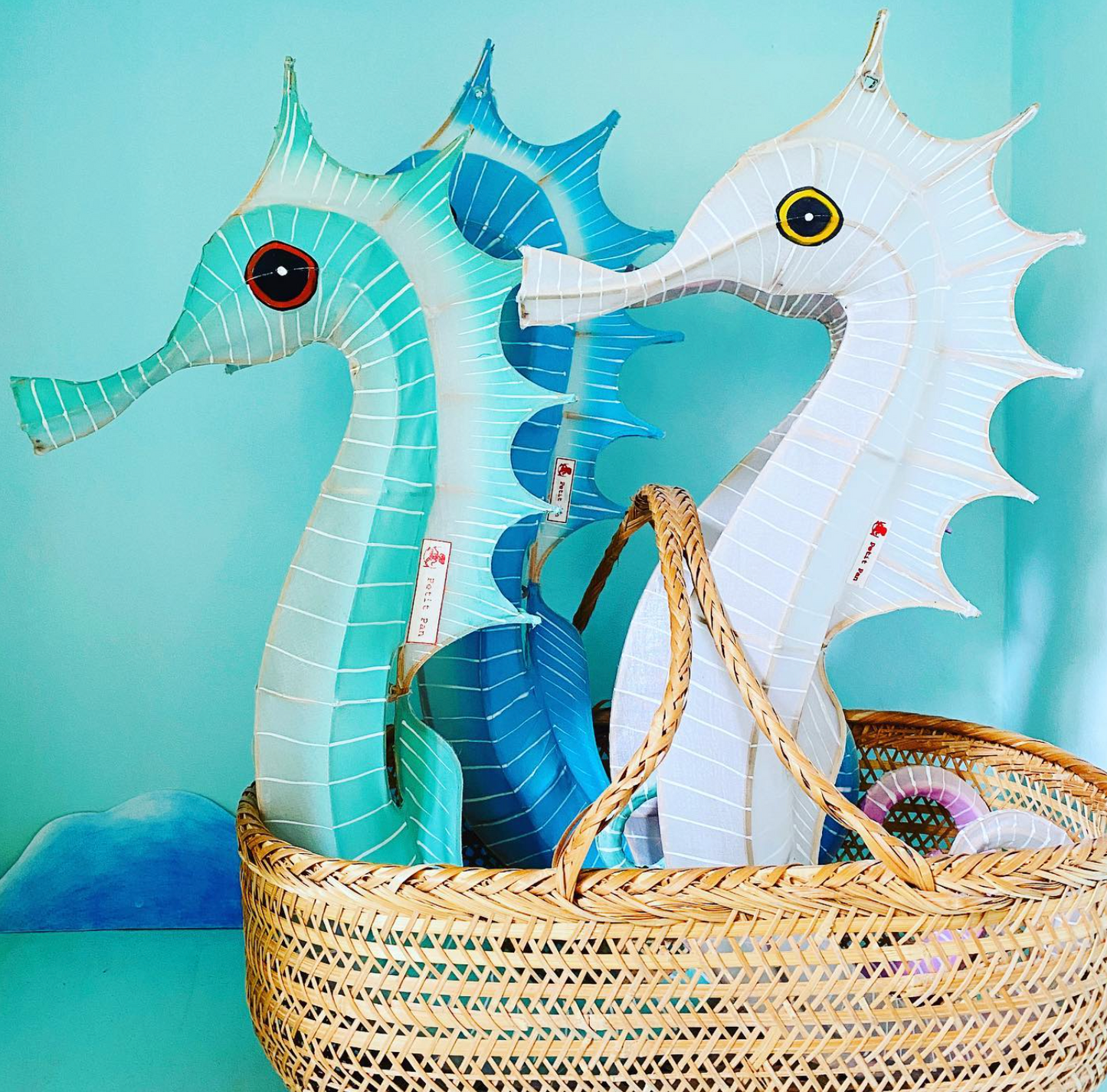 Petitpan Handmade Silk Lantern, Seahorse, Turquoise