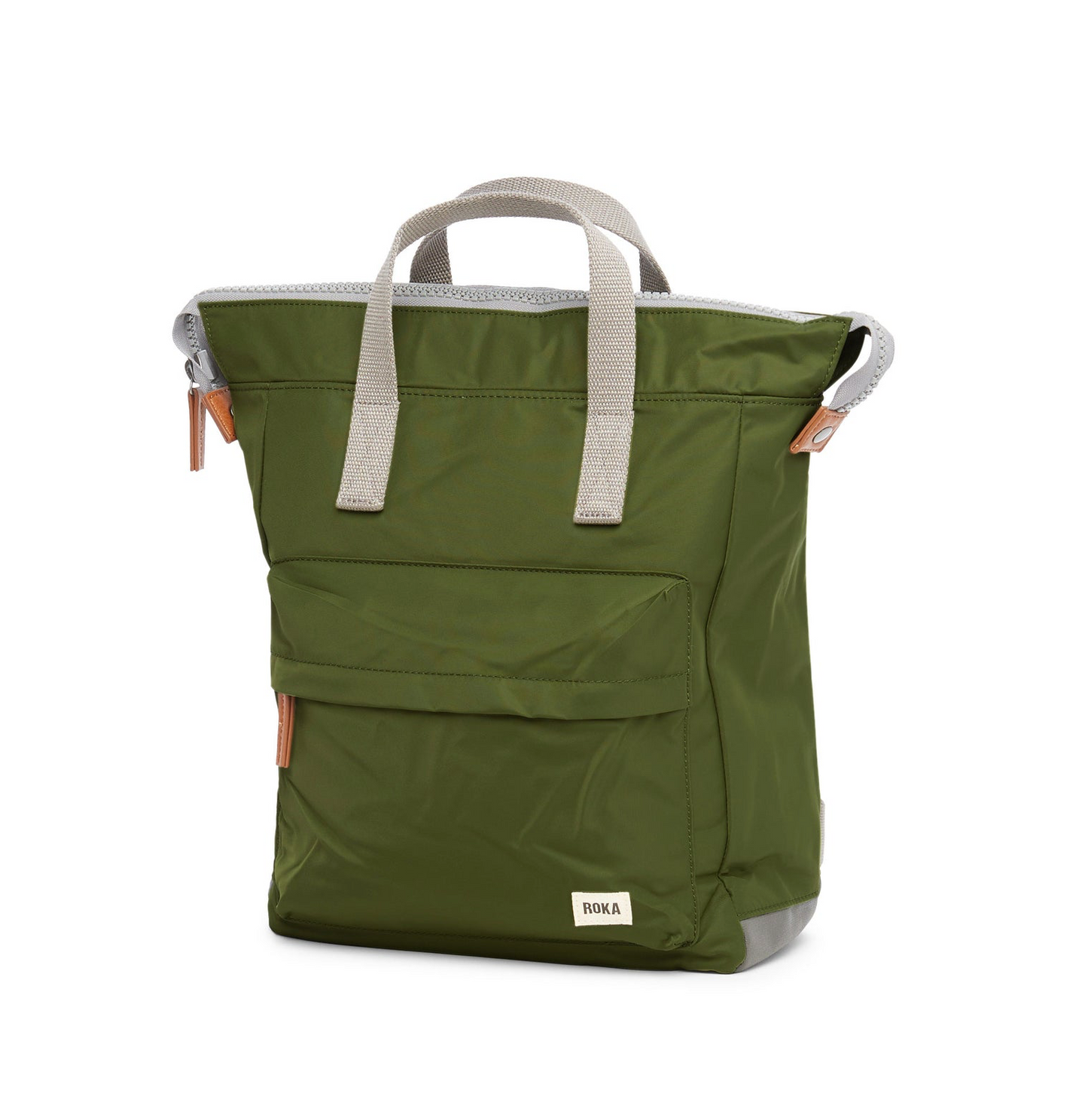 Roka London Bantry B Small Sustainable Nylon Rucksack, Avocado