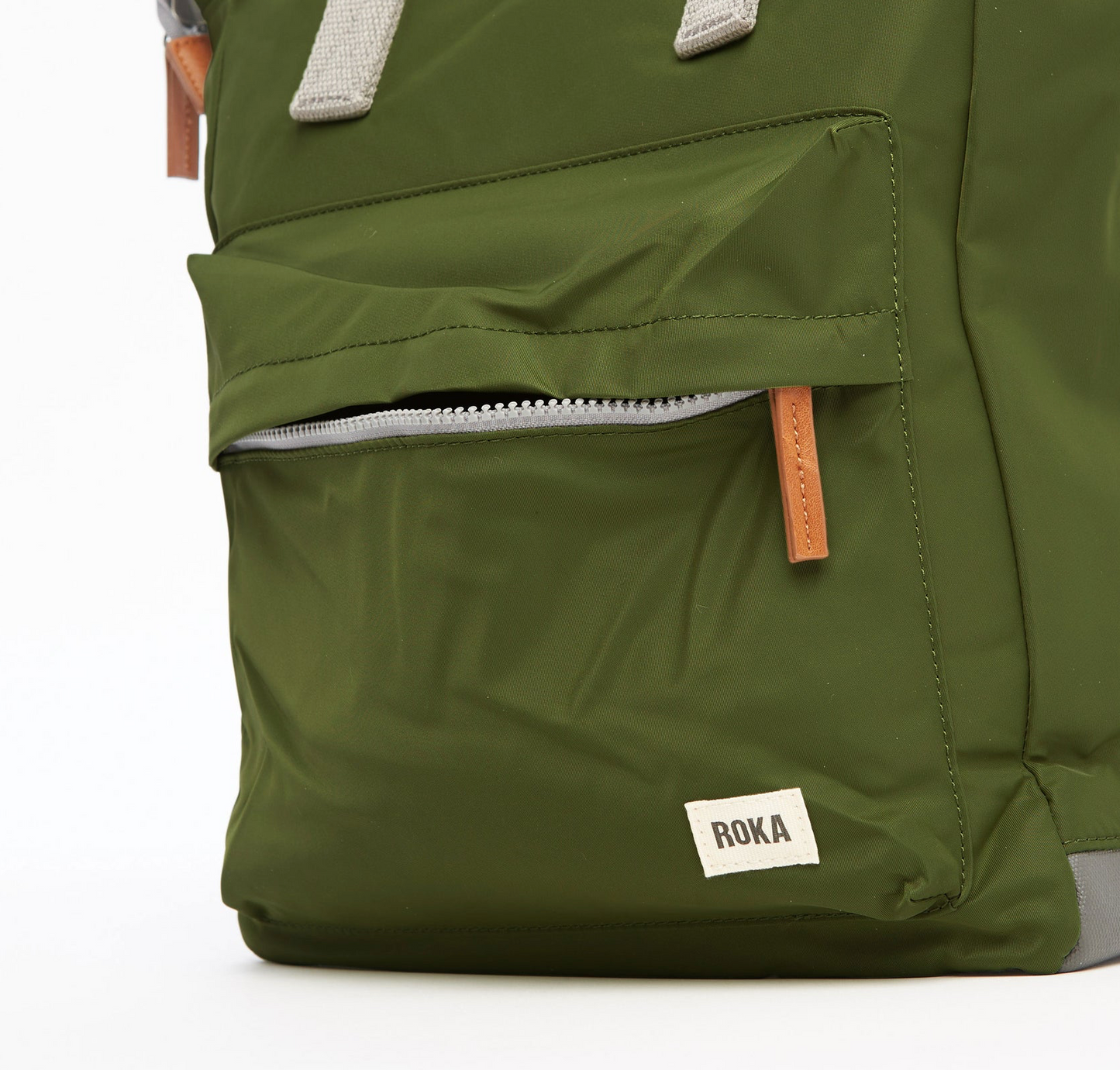 Roka London Bantry B Small Sustainable Nylon Rucksack, Avocado