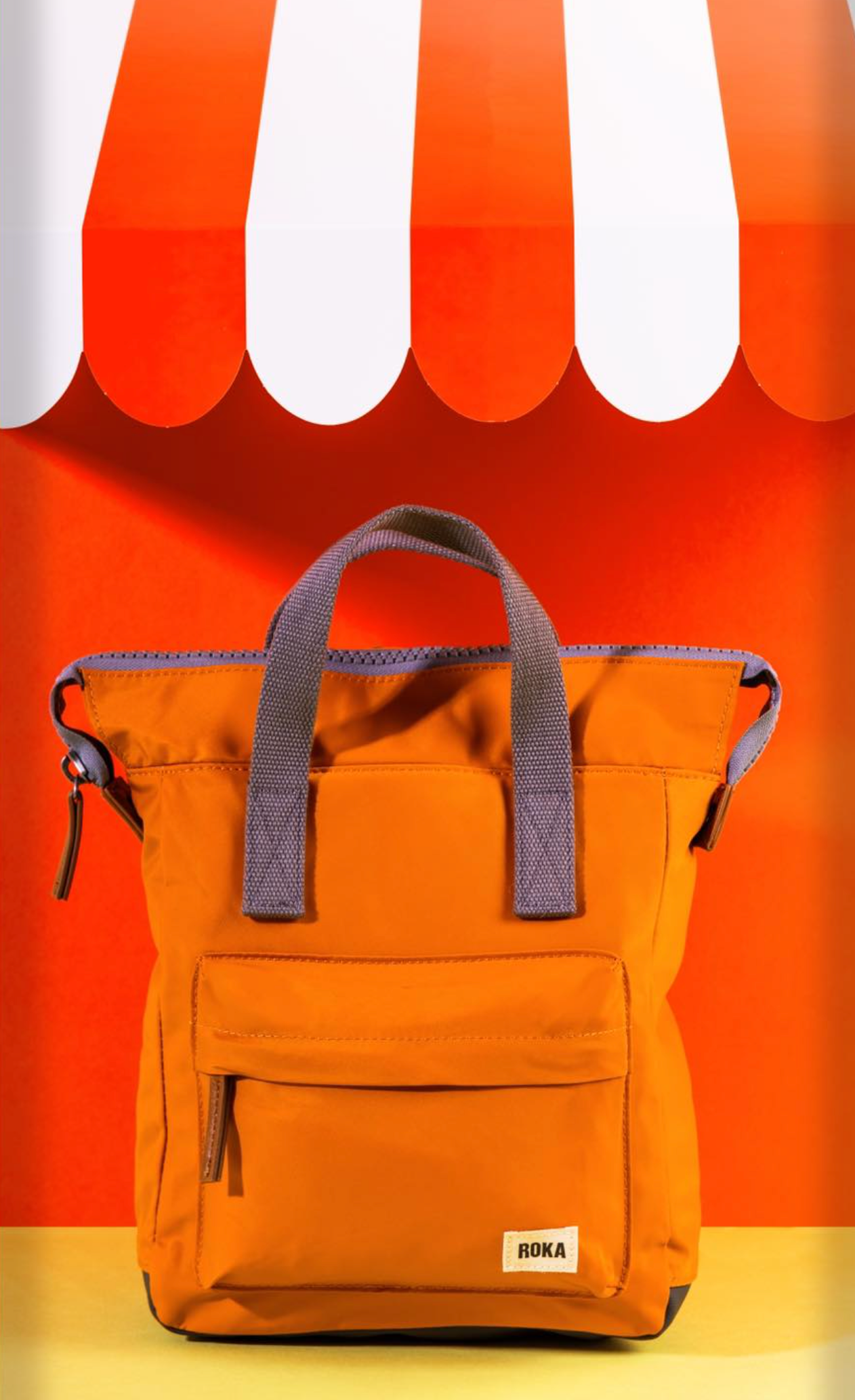 Roka London Bantry B Small Rucksack, Burnt Orange (Sustainable Nylon)