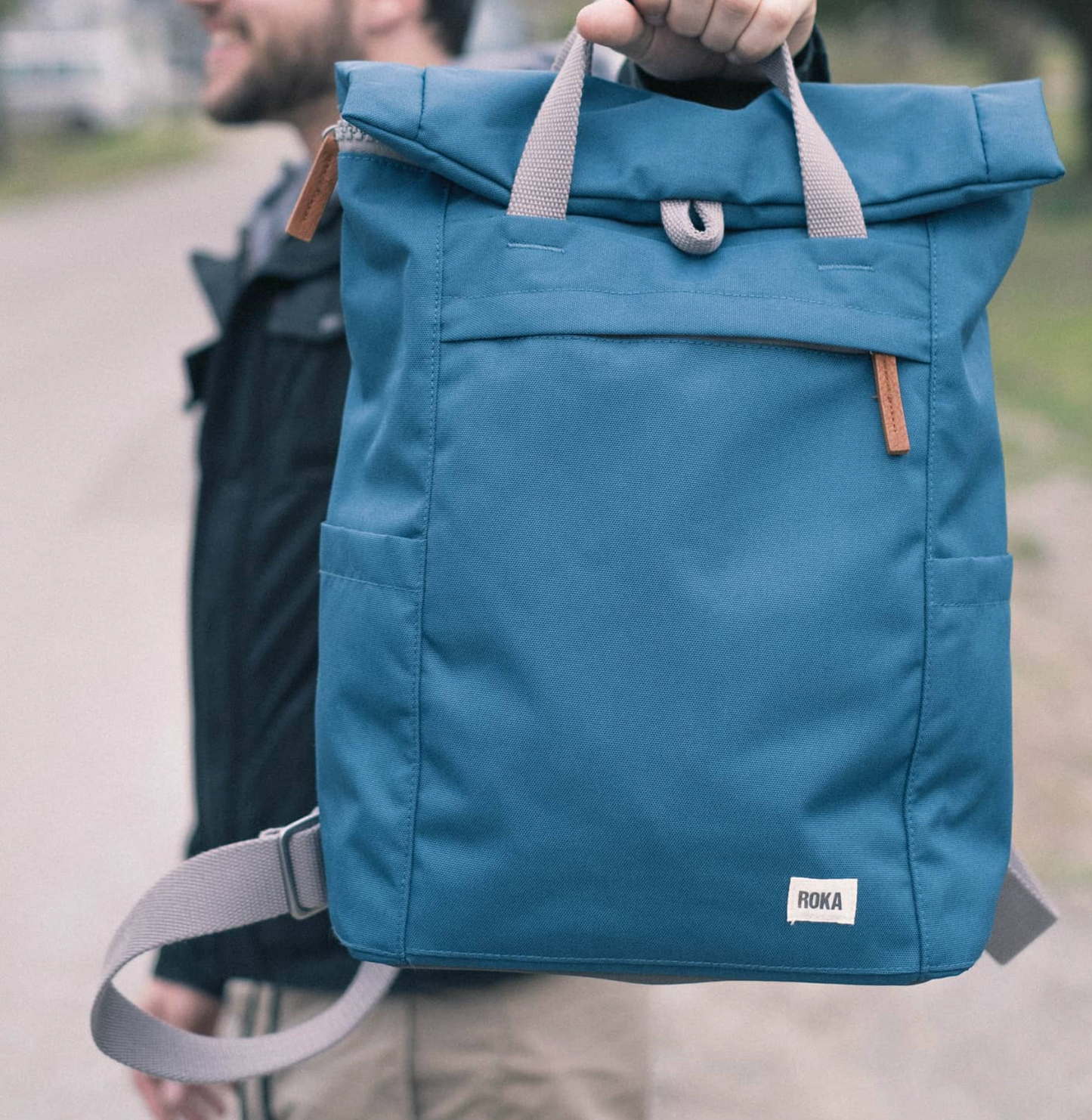 Roka London Finchley Sustainable Canvas Rucksack, Marine