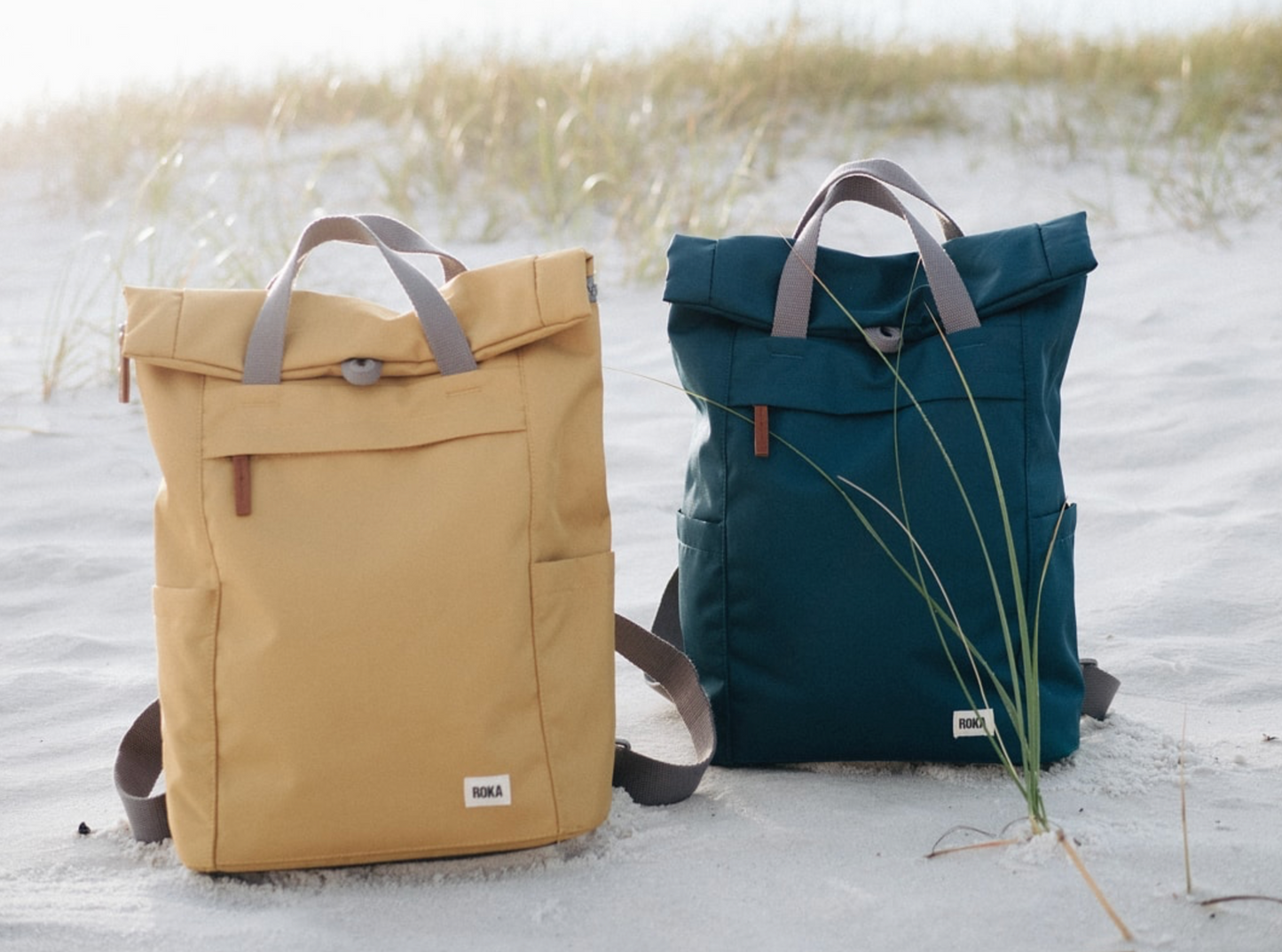 Roka London Finchley Sustainable Canvas Rucksack, Teal