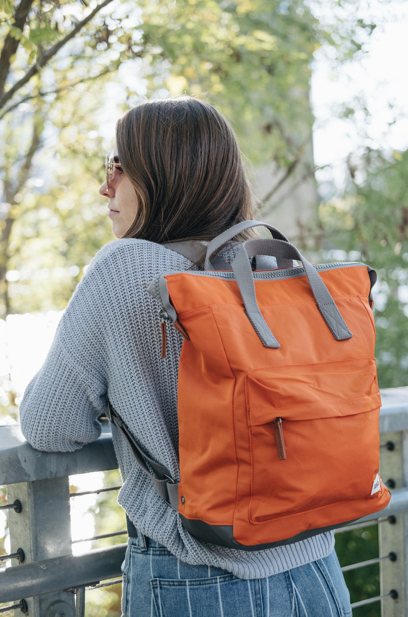 Roka London Bantry B Small Rucksack, Burnt Orange (Sustainable Nylon)