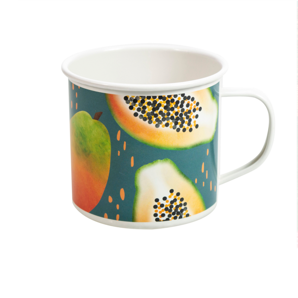 Papaya Bliss Steel Picnic Mug, Teal