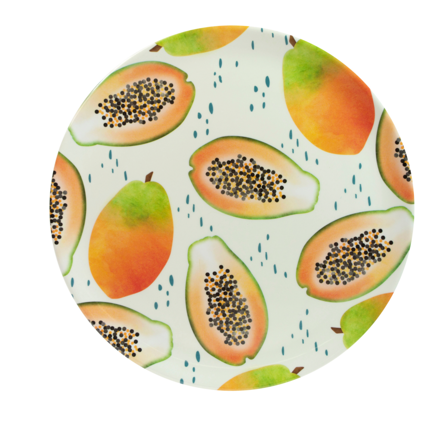 Papaya Bliss Melamine Picnic Dinner Plates, ( Set Of 6 )