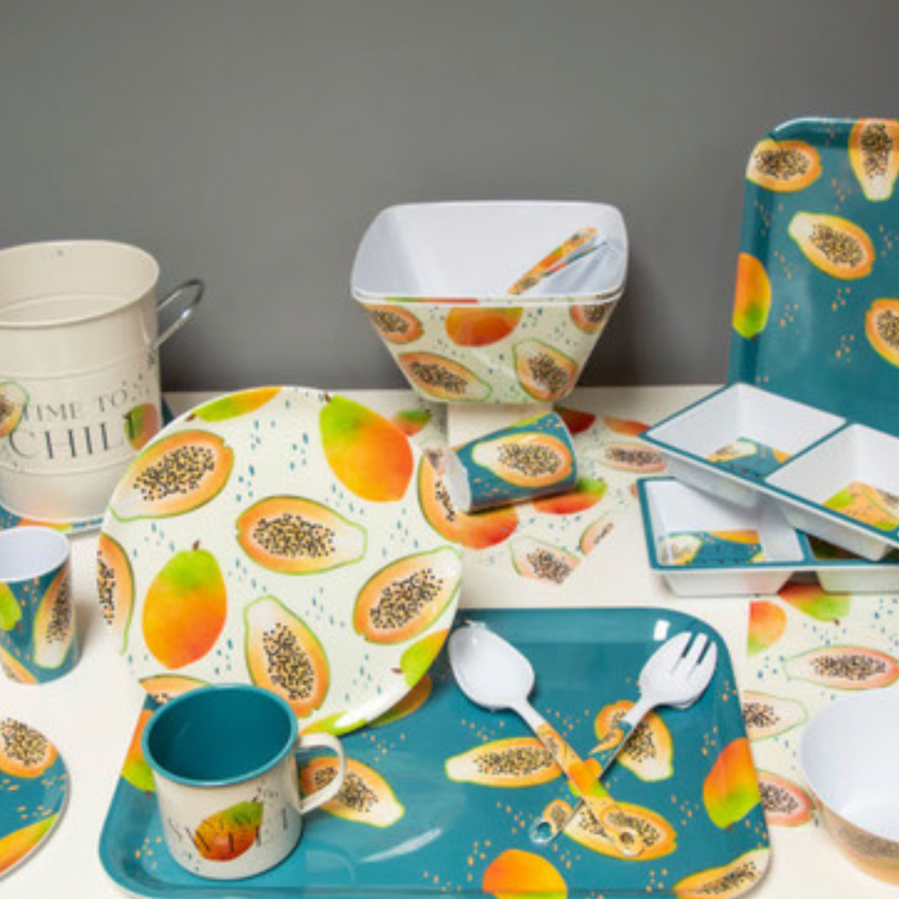 Papaya Bliss Steel Picnic Mug, Teal