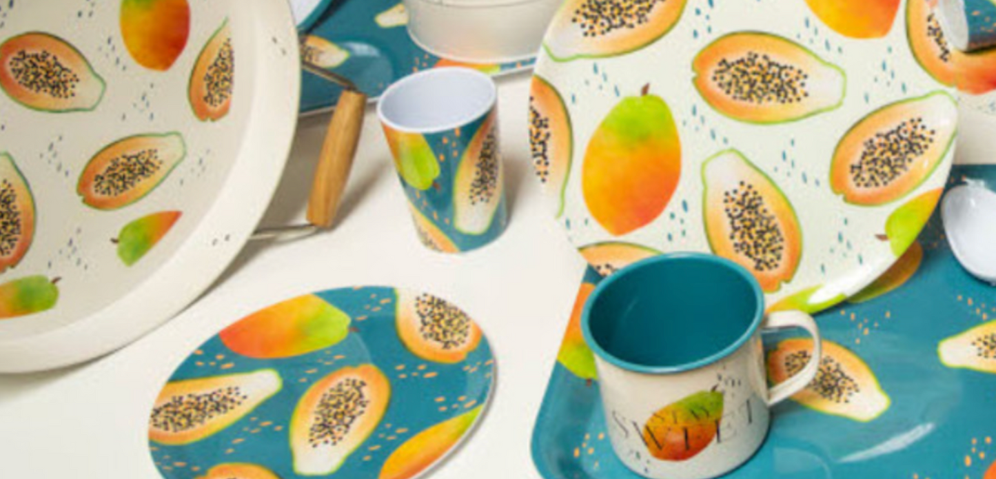 Papaya Bliss Melamine Picnic Beaker( Set Of 6 )
