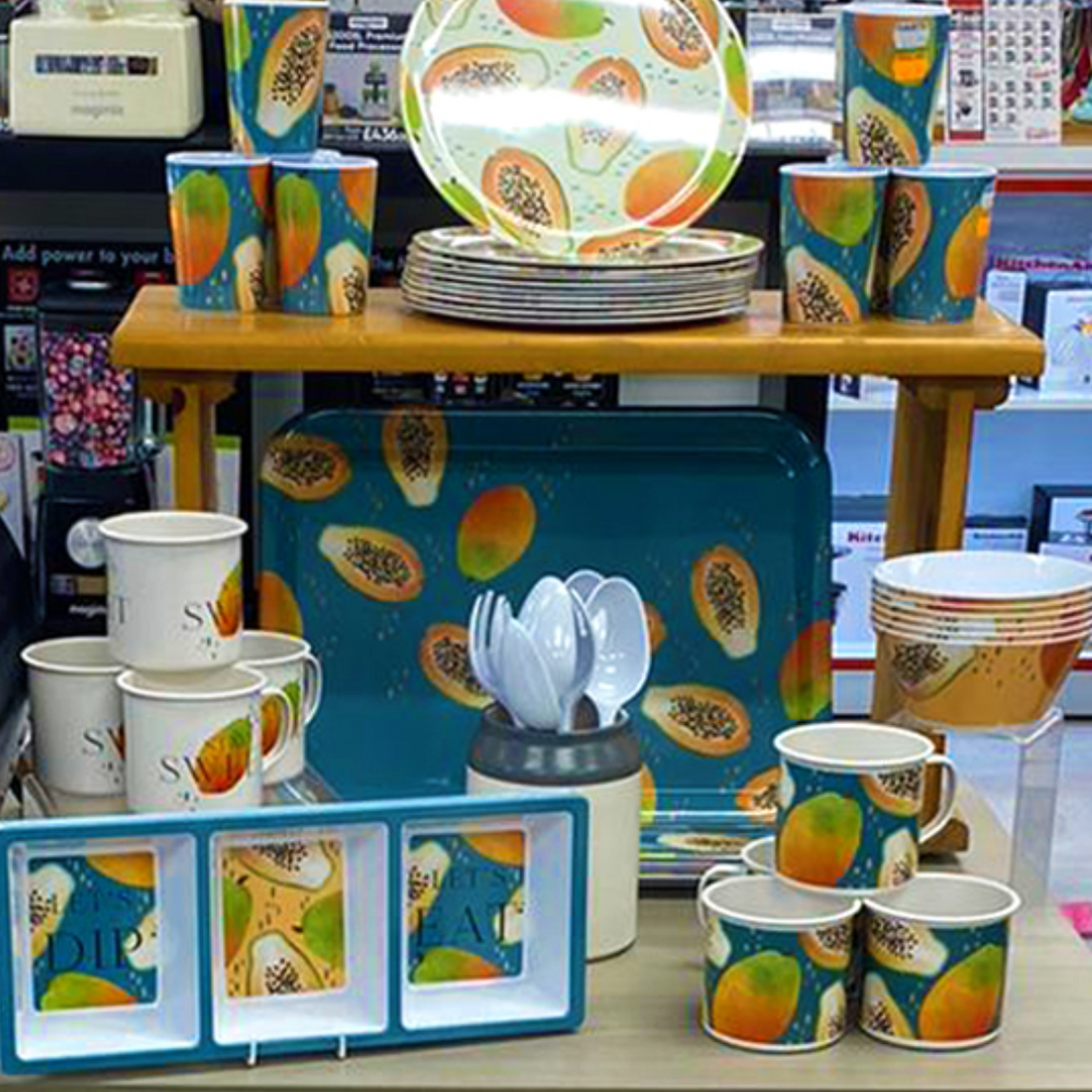 Papaya Bliss Steel Picnic Mug, Teal
