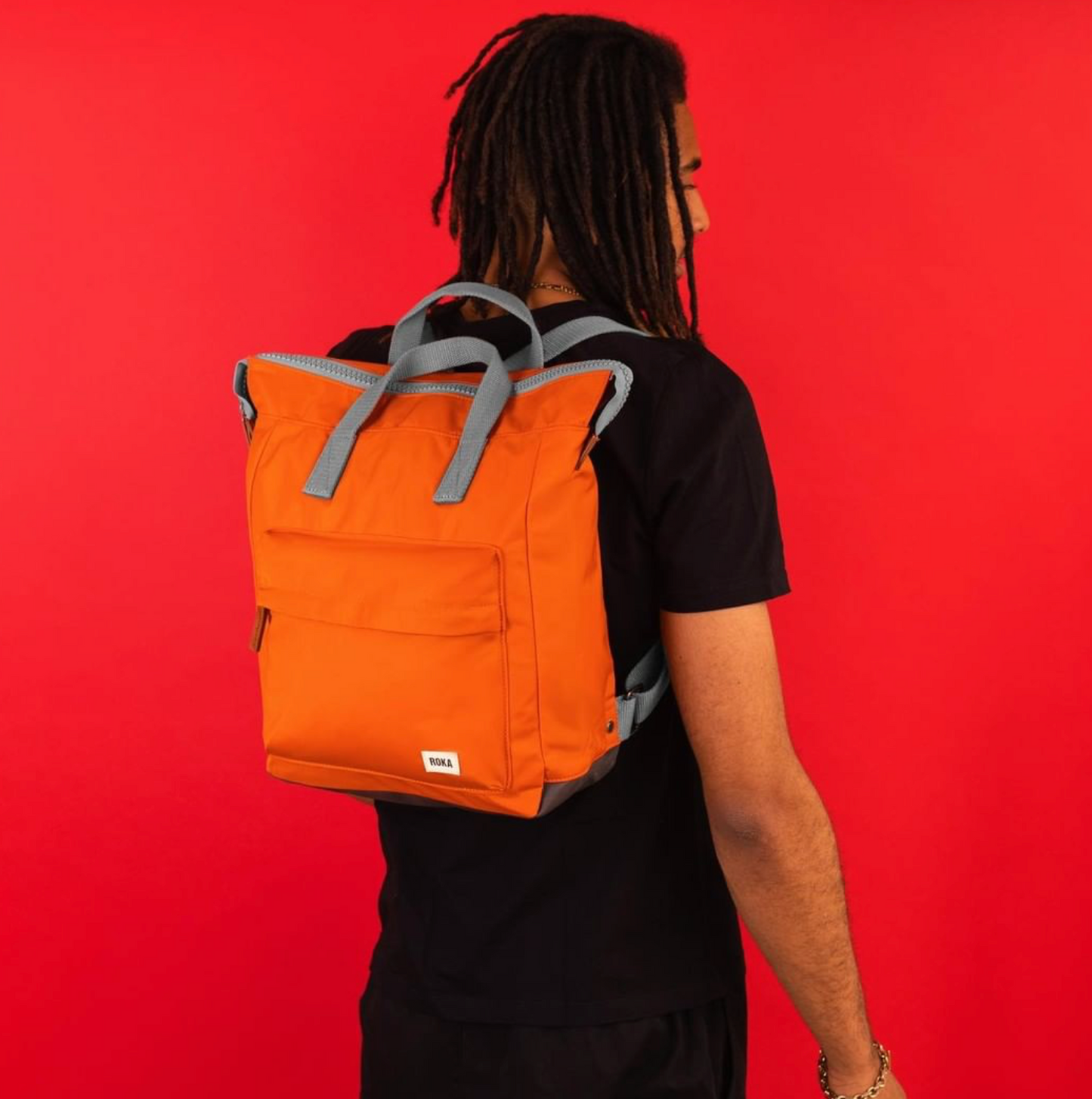 Roka London Bantry B Small Rucksack, Burnt Orange (Sustainable Nylon)