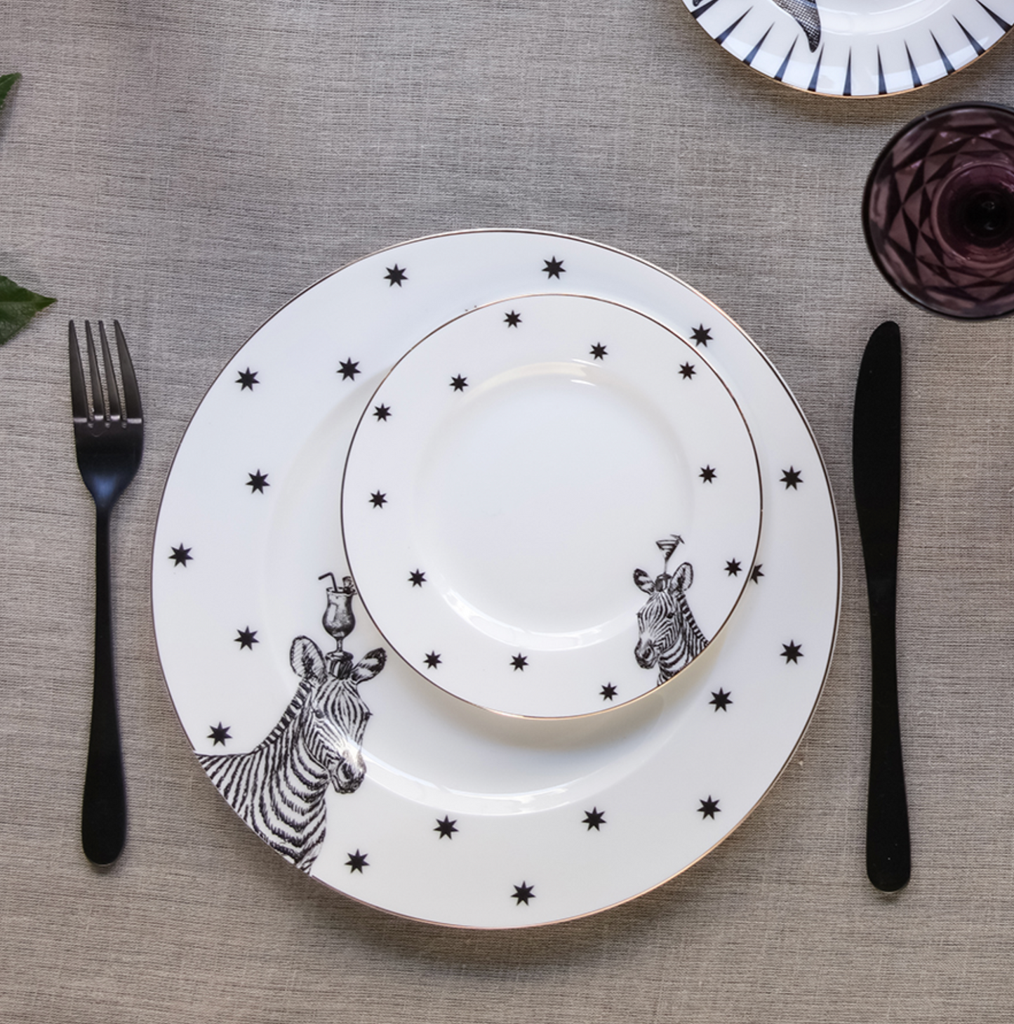 Yvonne Ellen Monochrome Zebra Dinner Plate
