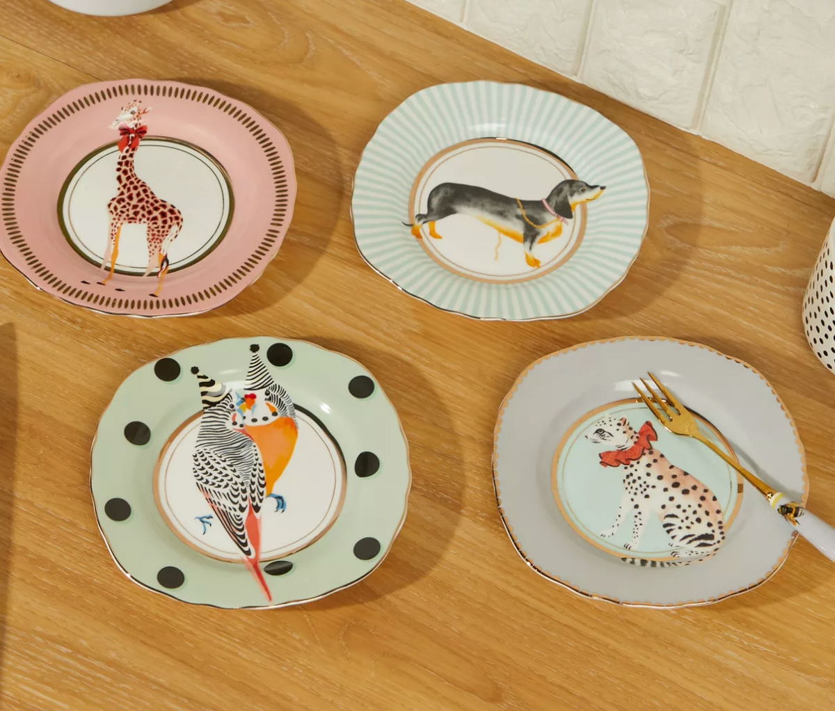 Yvonne Ellen Animal Tea Plate, Set Of 4