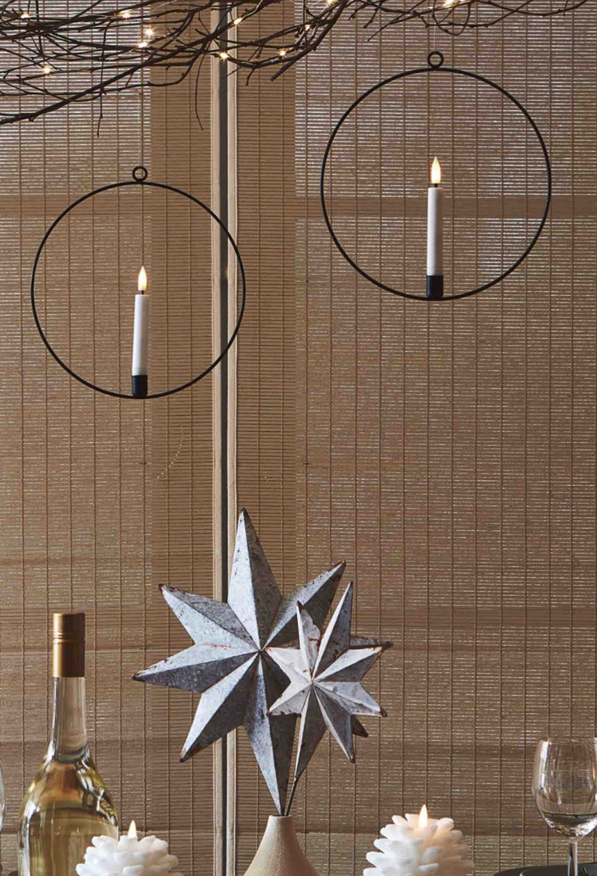 LED Hanging Candle Ring, Black