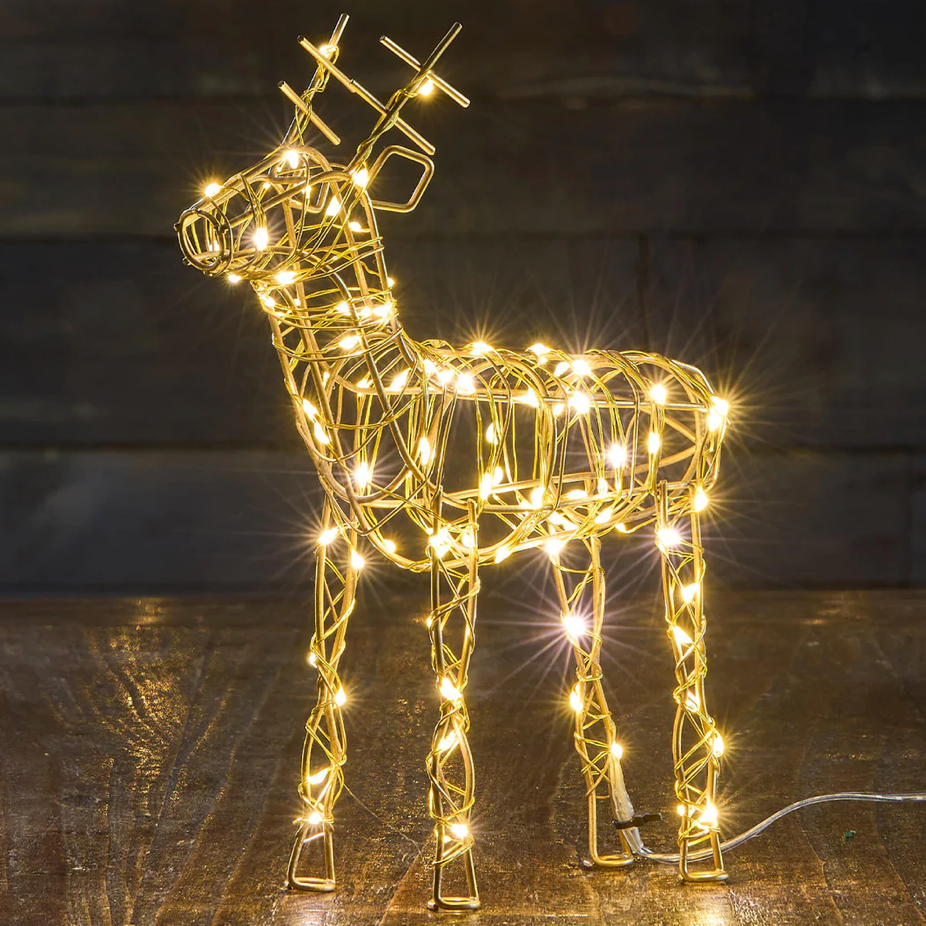 LED Table Top Wire Reindeer Small Battery Operated CHALK
