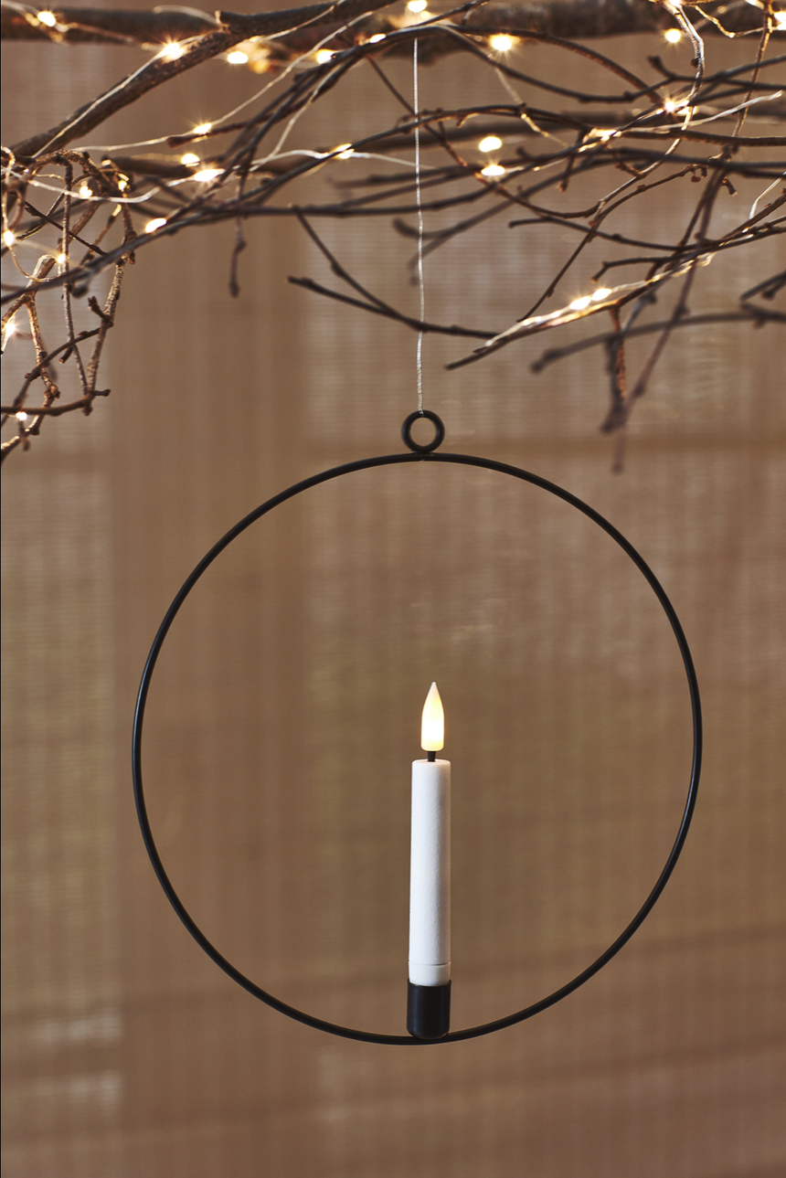 LED Hanging Candle Ring, Black