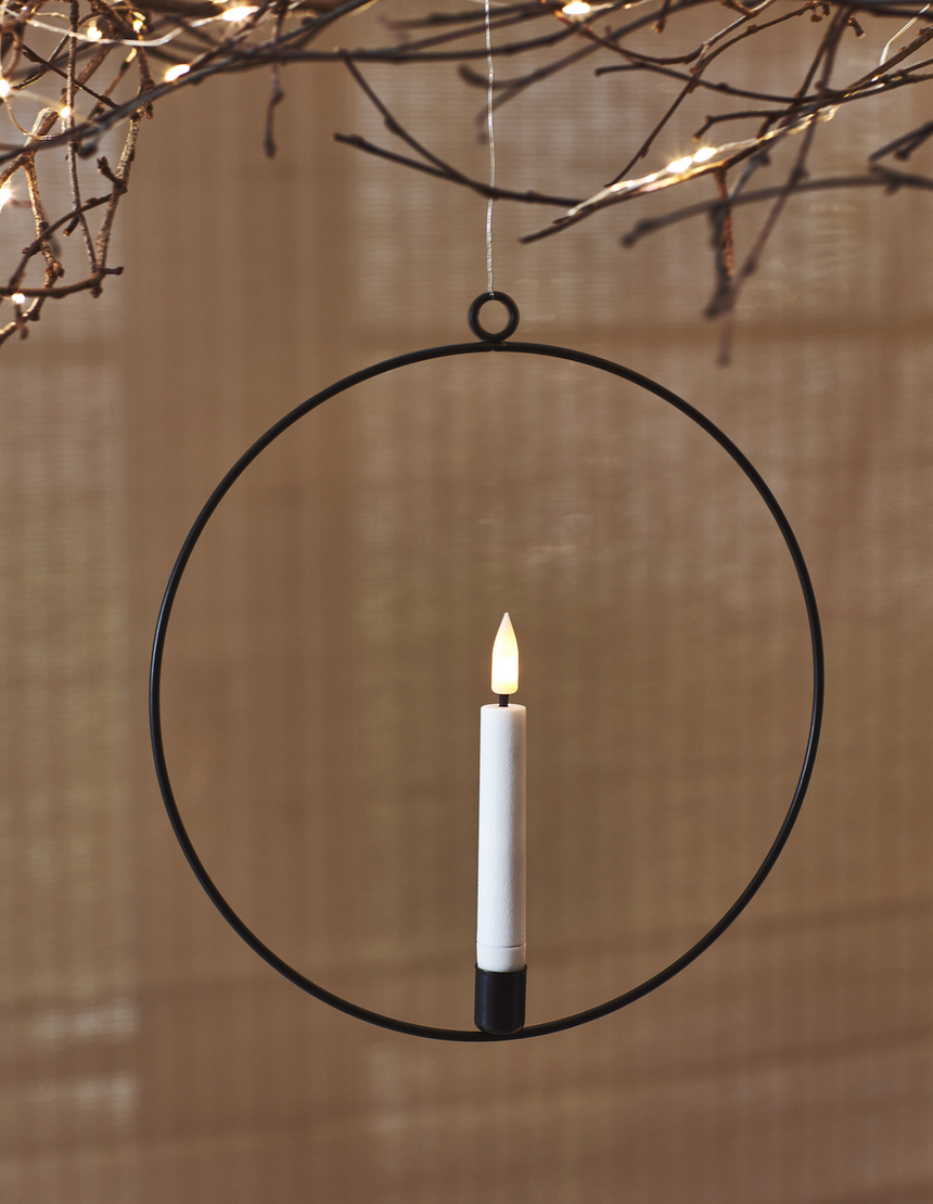 LED Hanging Candle Ring, Black
