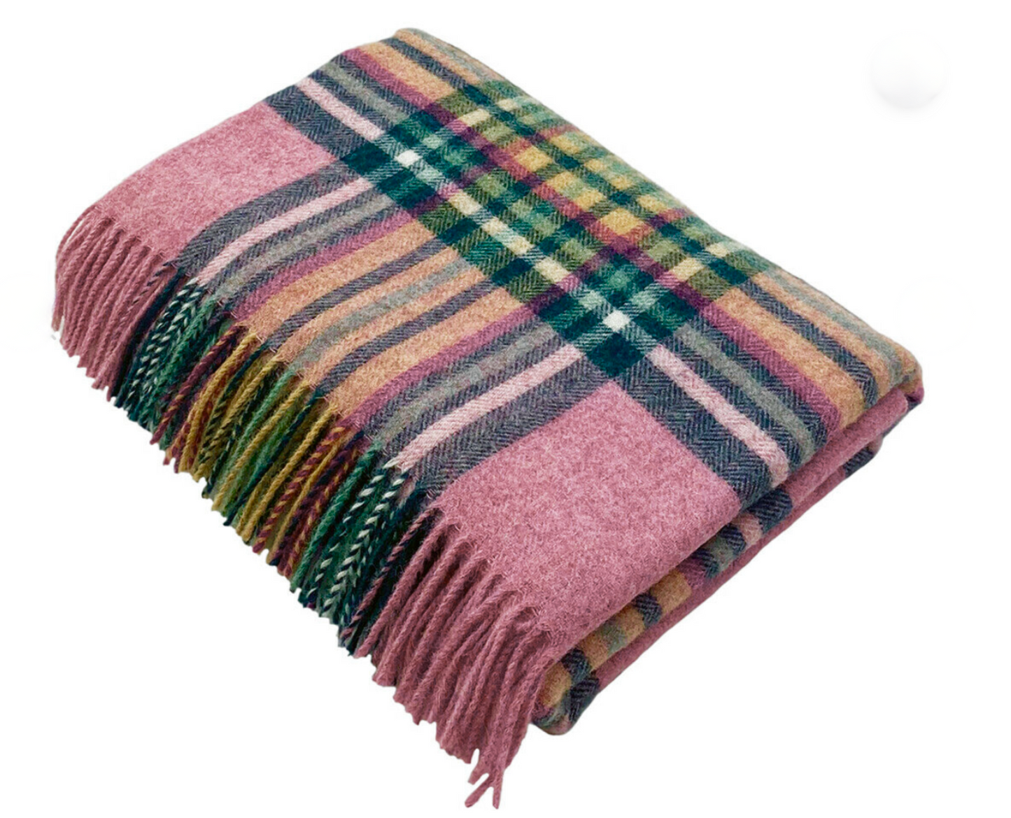 Bronte By Moon St Ives Shetland Wool Throw Blanket, Pink