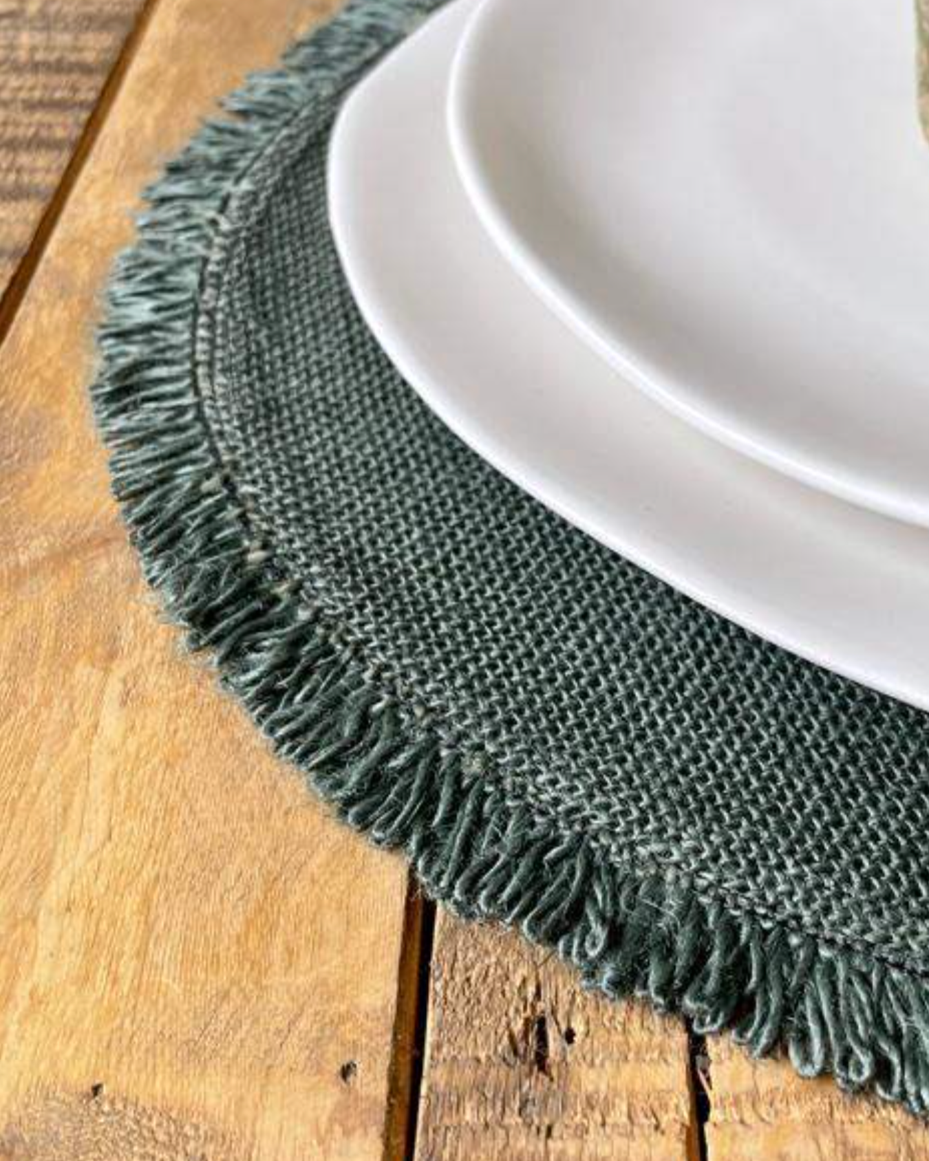 Circular Jute Placemat, Sage Green(Set Of 4)