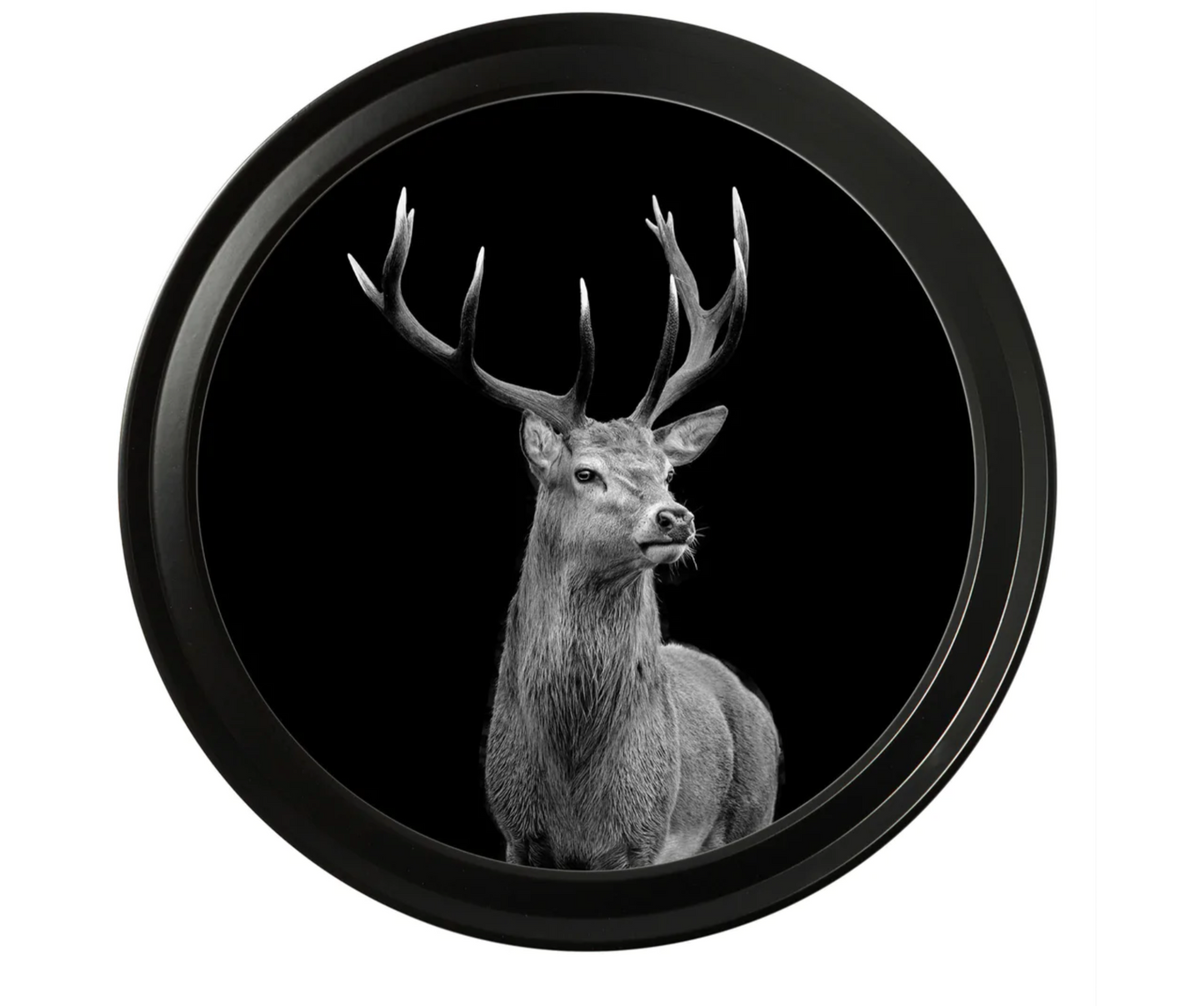 Vintage Round Framed Print, Wildlife Photography, Highland Stag