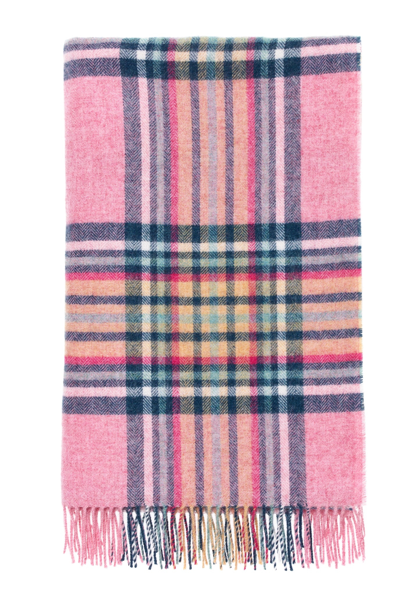 Bronte By Moon St Ives Shetland Wool Throw Blanket, Pink