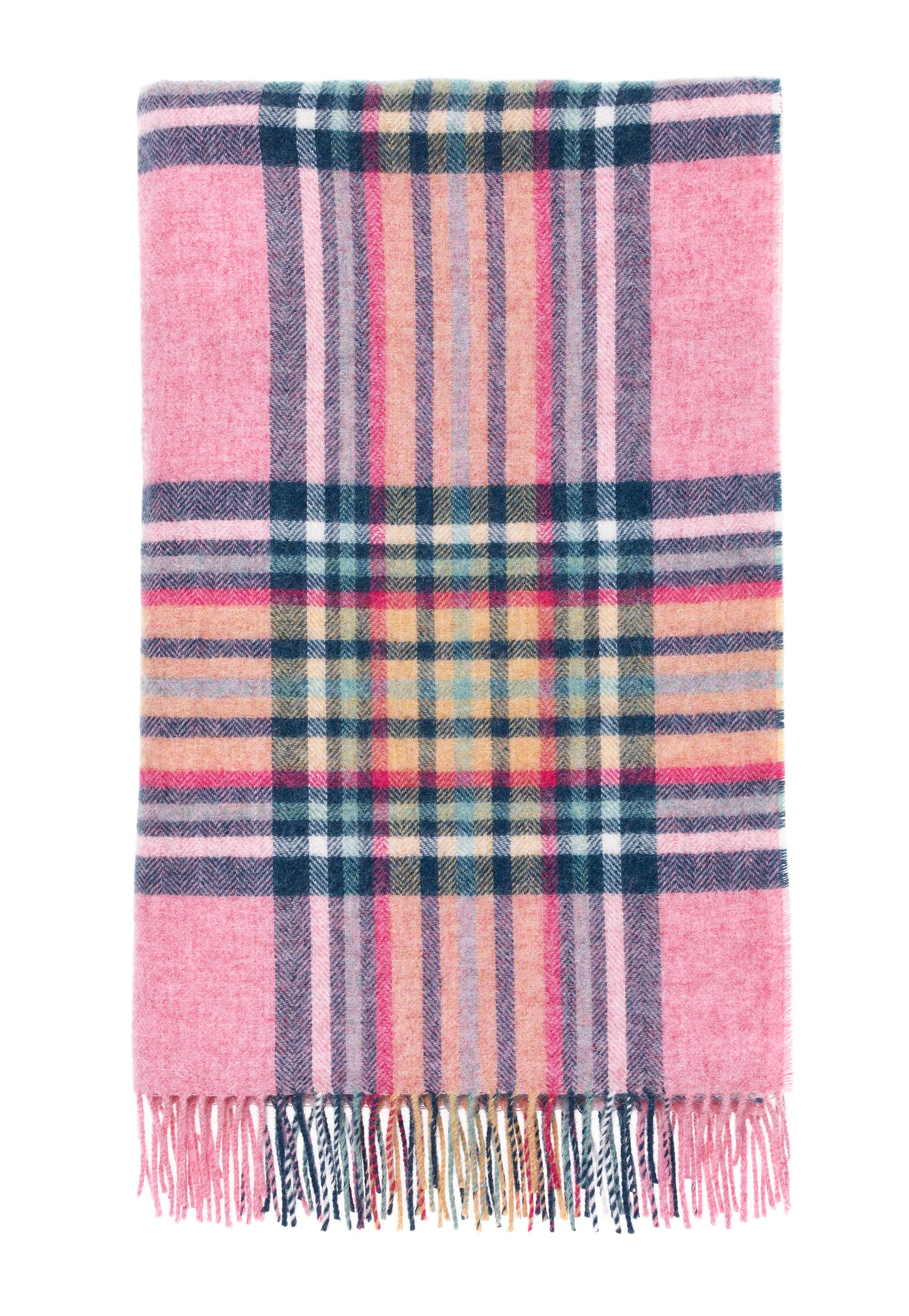 Bronte By Moon St Ives Shetland Wool Throw, Pink